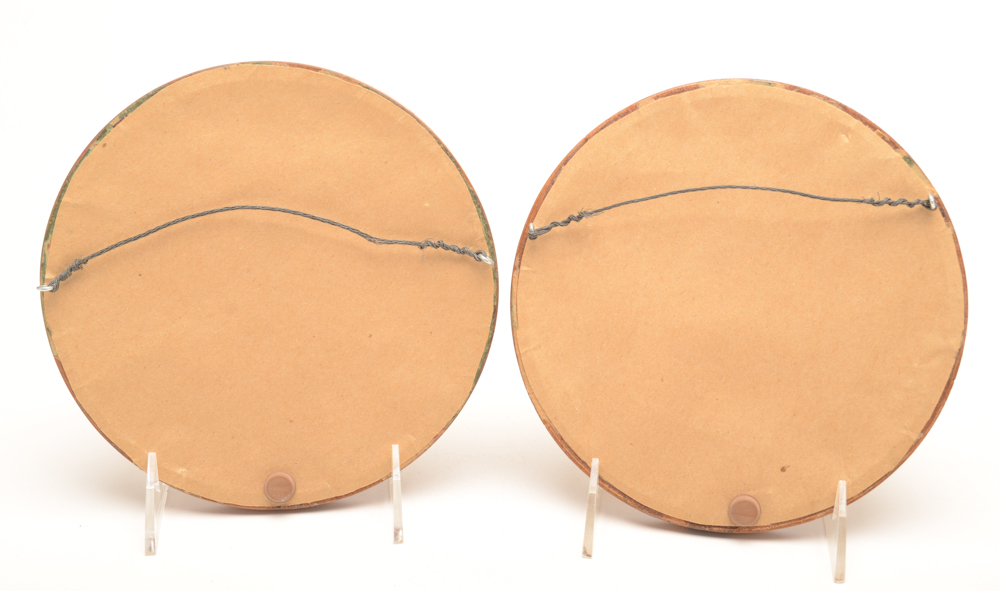 Pair of Reverse Paintings of Colonial Men on Glass