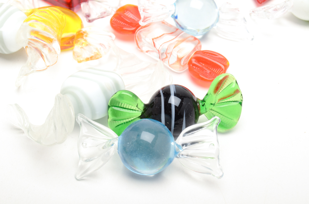 Lidded Glass Candy Dish with Decorative Candy