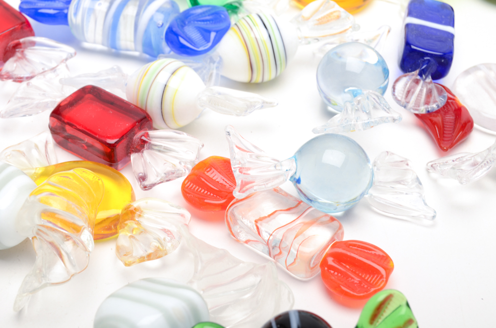 Lidded Glass Candy Dish with Decorative Candy