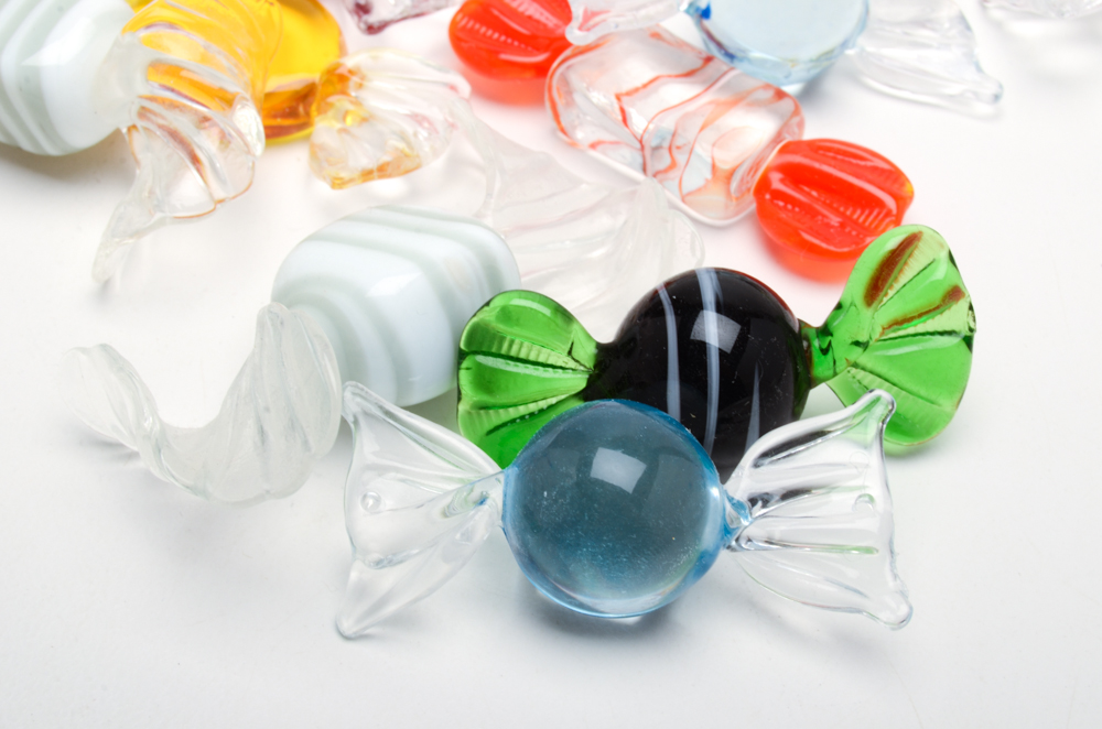 Lidded Glass Candy Dish with Decorative Candy