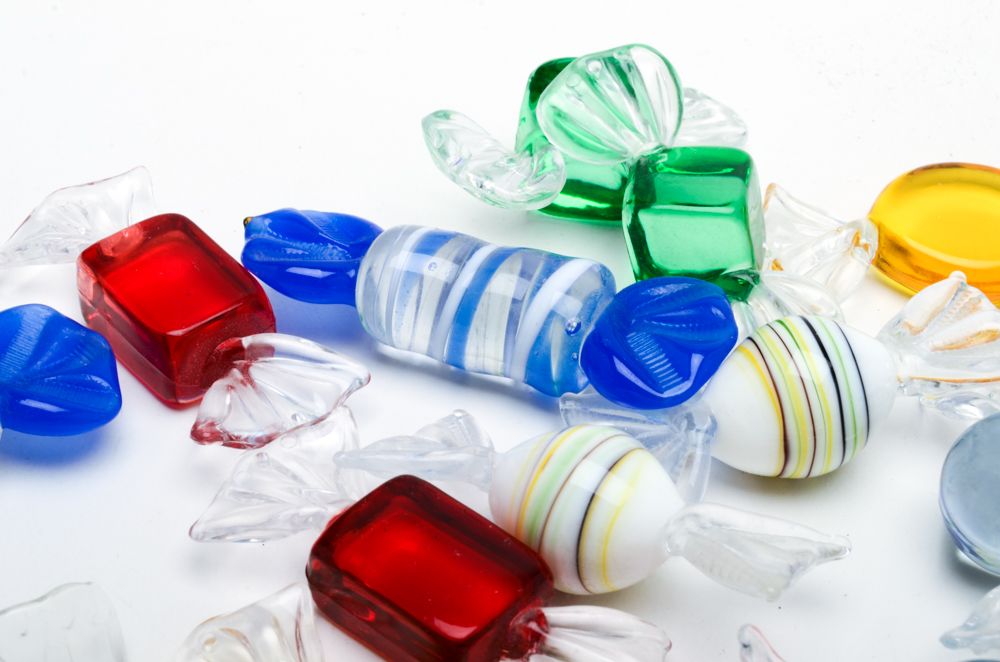 Lidded Glass Candy Dish with Decorative Candy