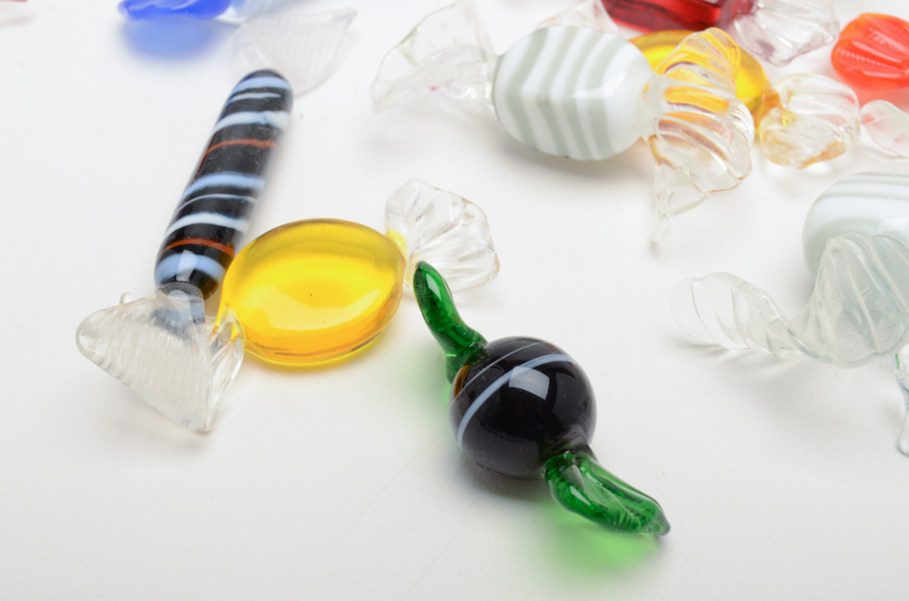 Lidded Glass Candy Dish with Decorative Candy