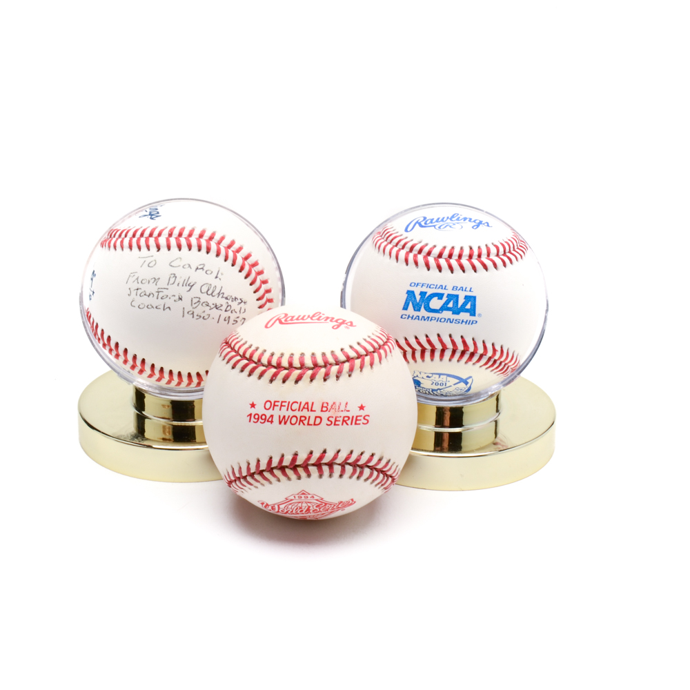 1994 World Series and Two NCAA World Series Baseballs