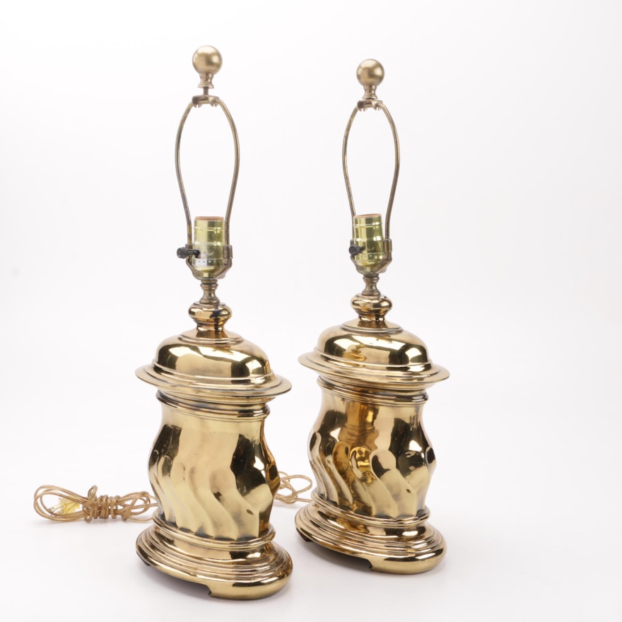 Pair of Brass Urn Shaped Table Lamps