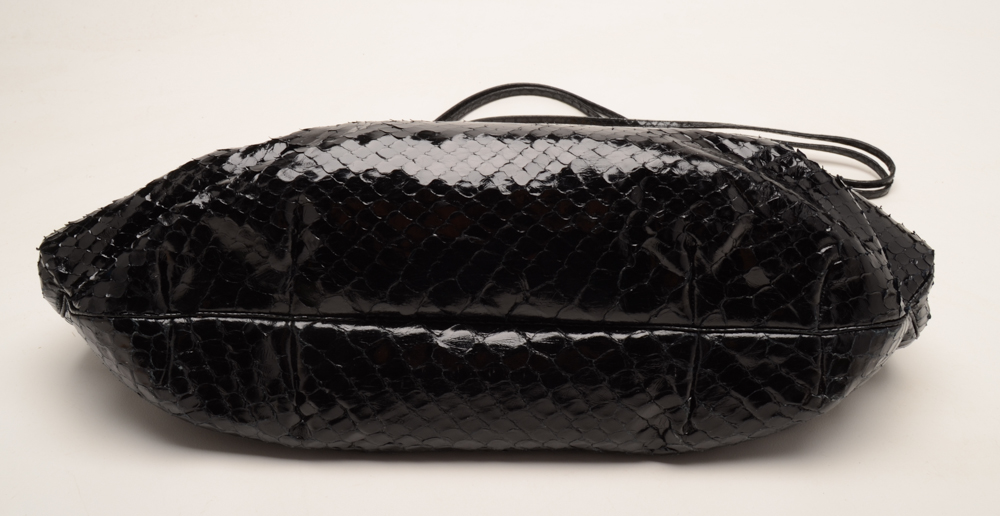 Judith Leiber Designer Snakeskin Black Handbag