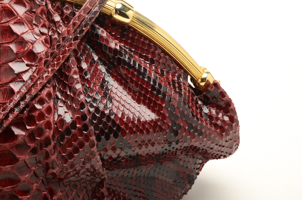 Judith Leiber Designer Snakeskin Handbag with Wallet