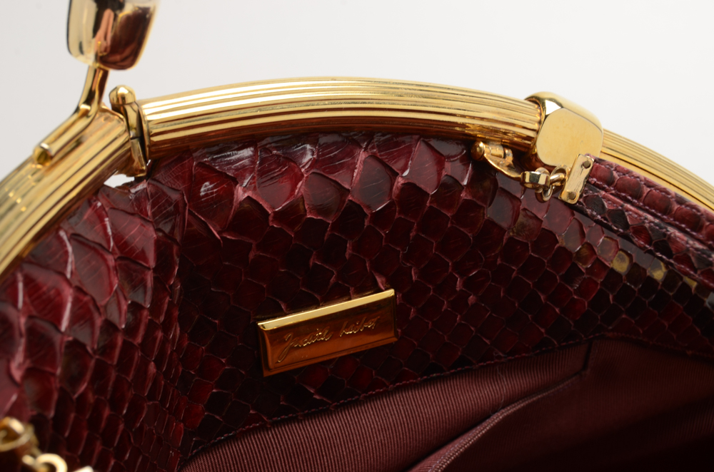 Judith Leiber Designer Snakeskin Handbag with Wallet