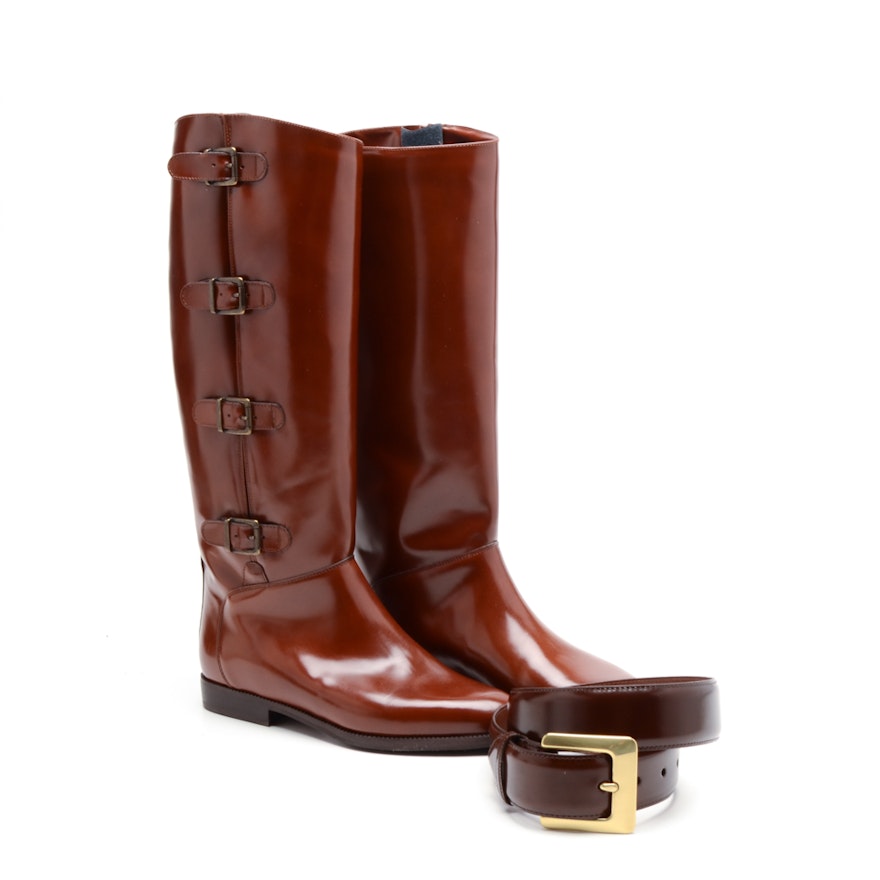 Saks Fifth Avenue Riding Boots and Coach Belt