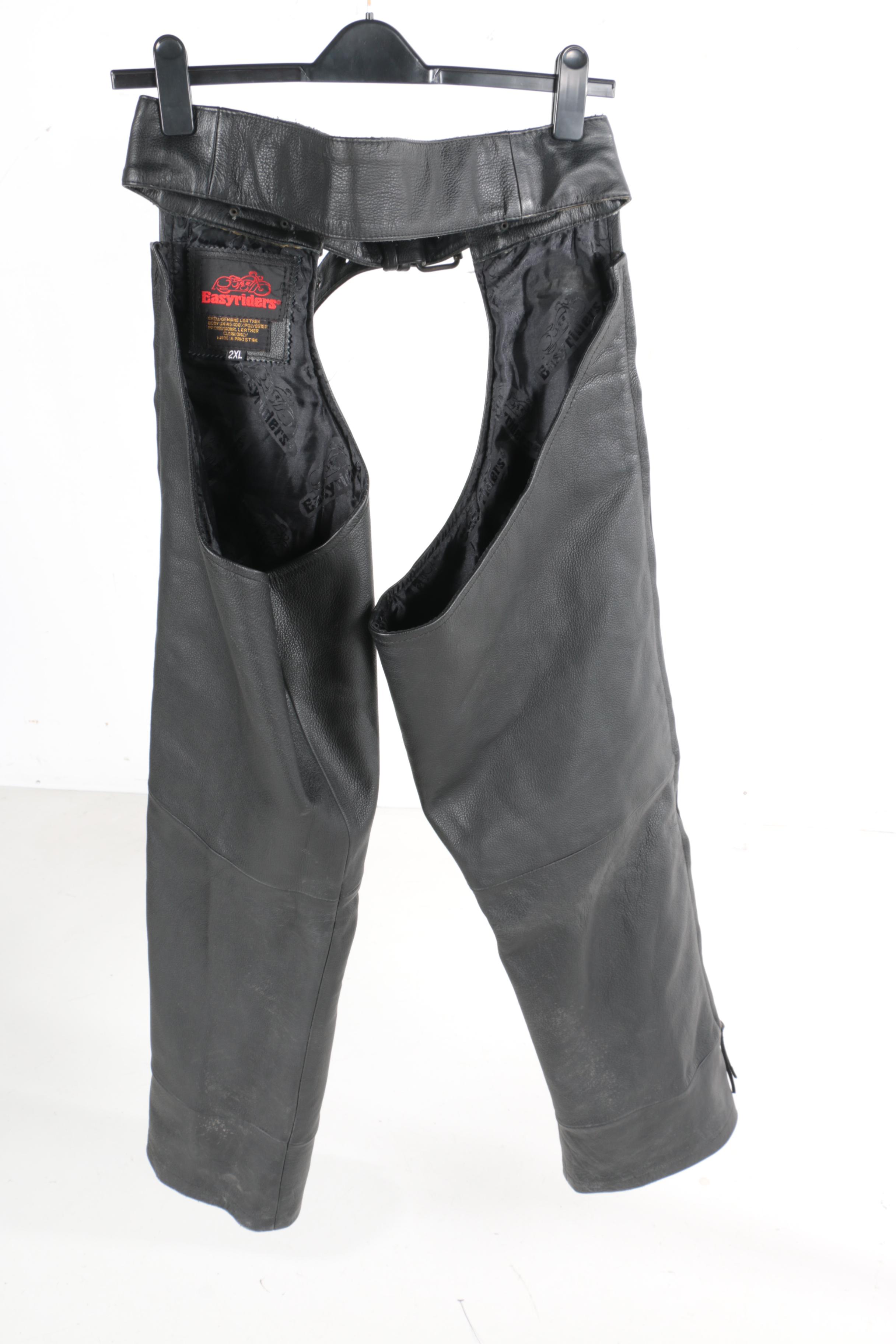 Men's Easyriders Black Leather Chaps