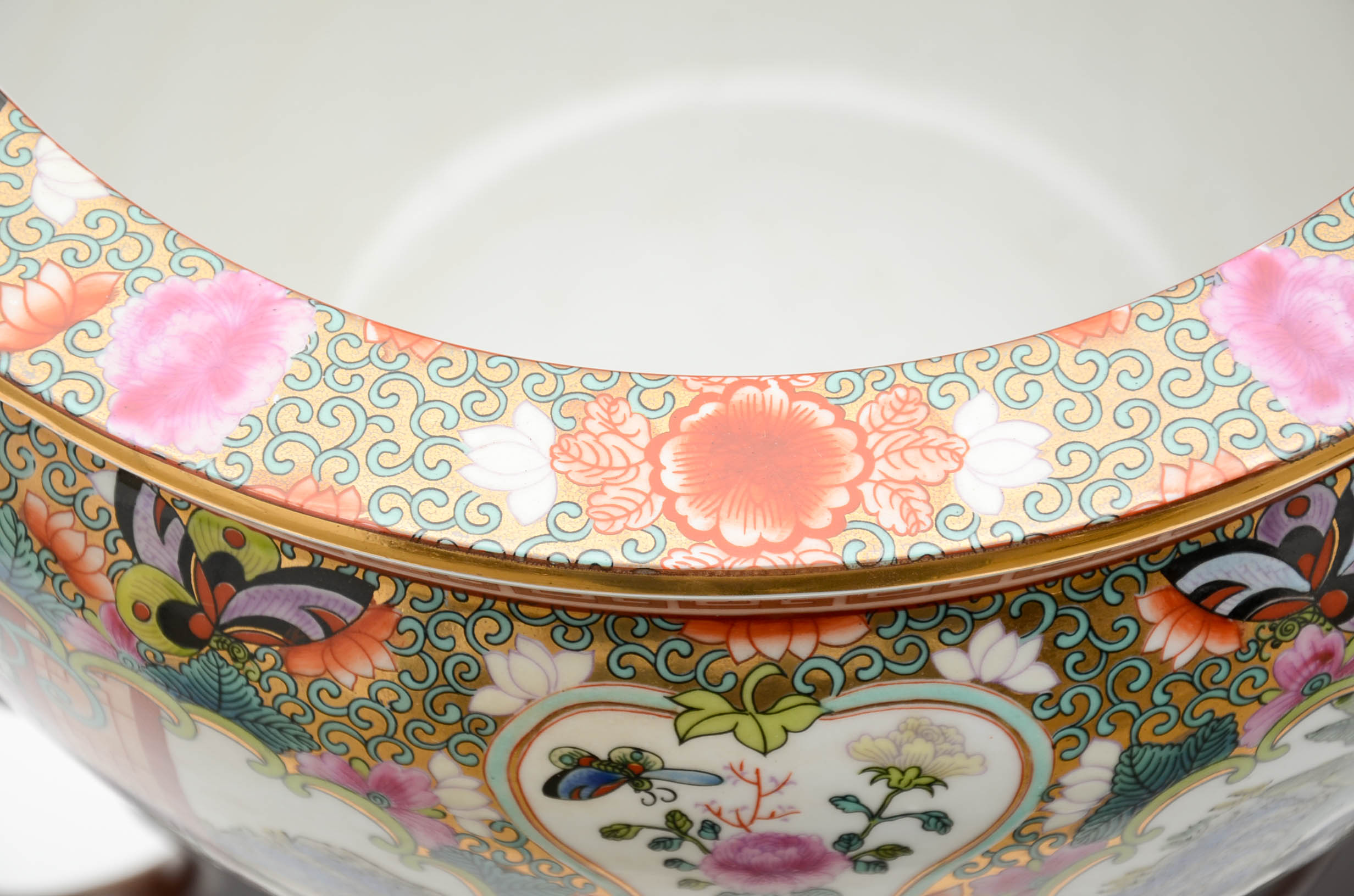 Chinese Fishbowl Garden Pot with Wooden Stand