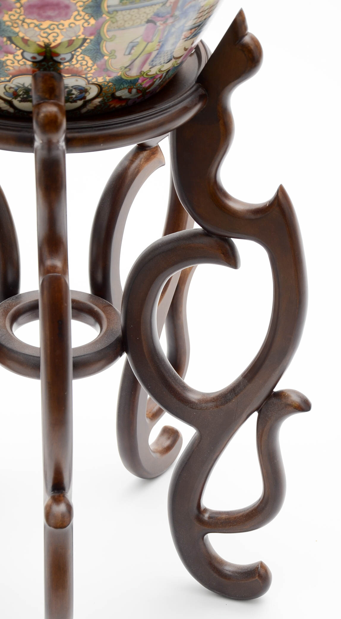 Chinese Fishbowl Garden Pot with Wooden Stand