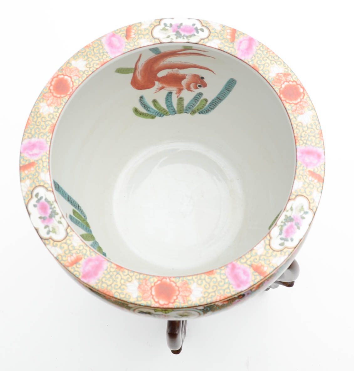 Chinese Fishbowl Garden Pot with Wooden Stand