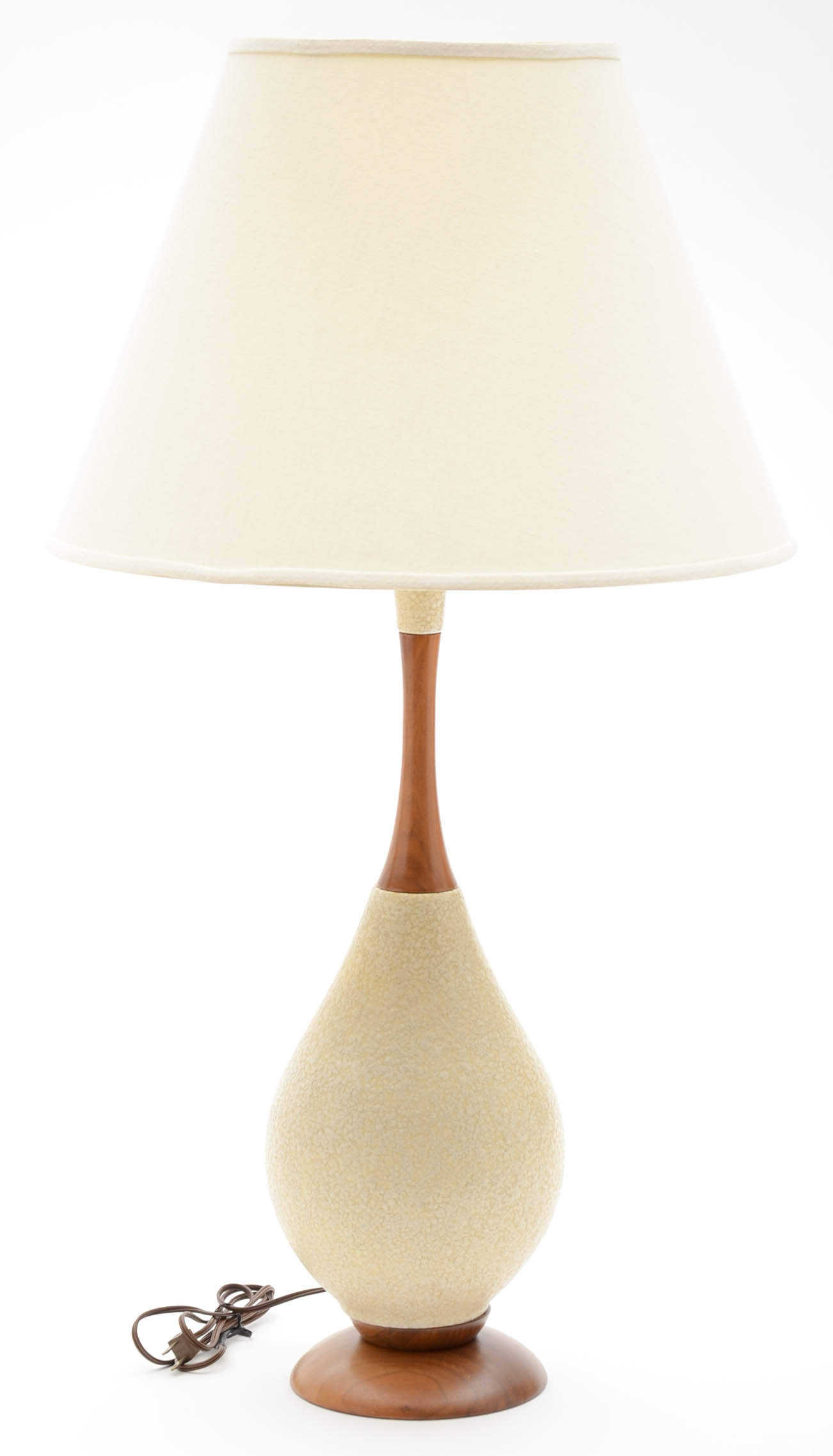 Pair of Mid Century Modern Ceramic and Wood Table Lamps