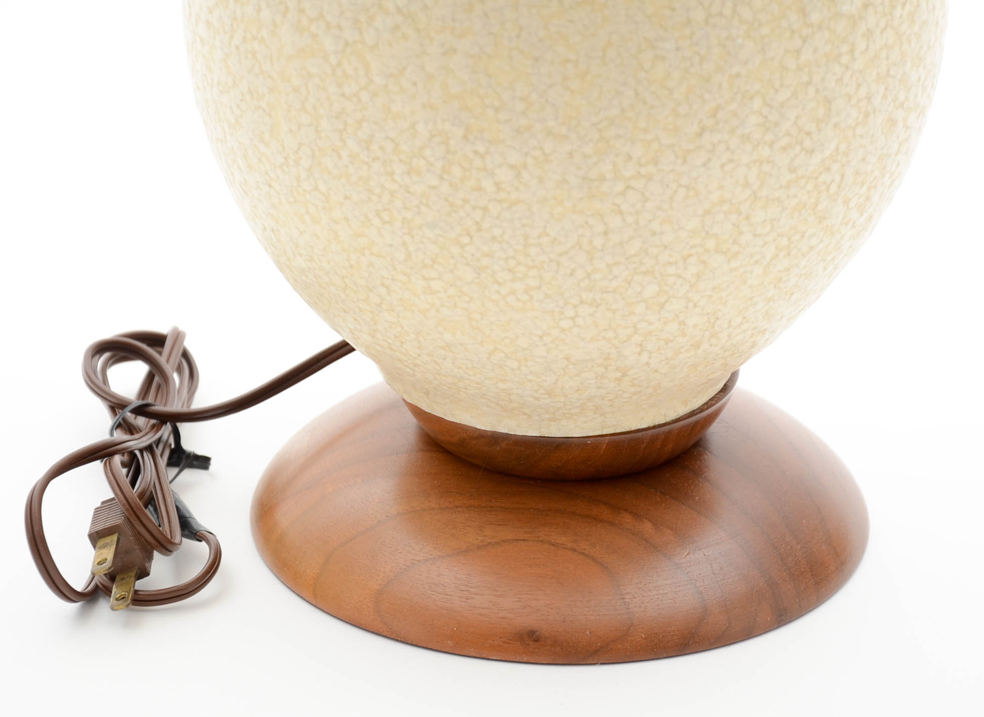 Pair of Mid Century Modern Ceramic and Wood Table Lamps