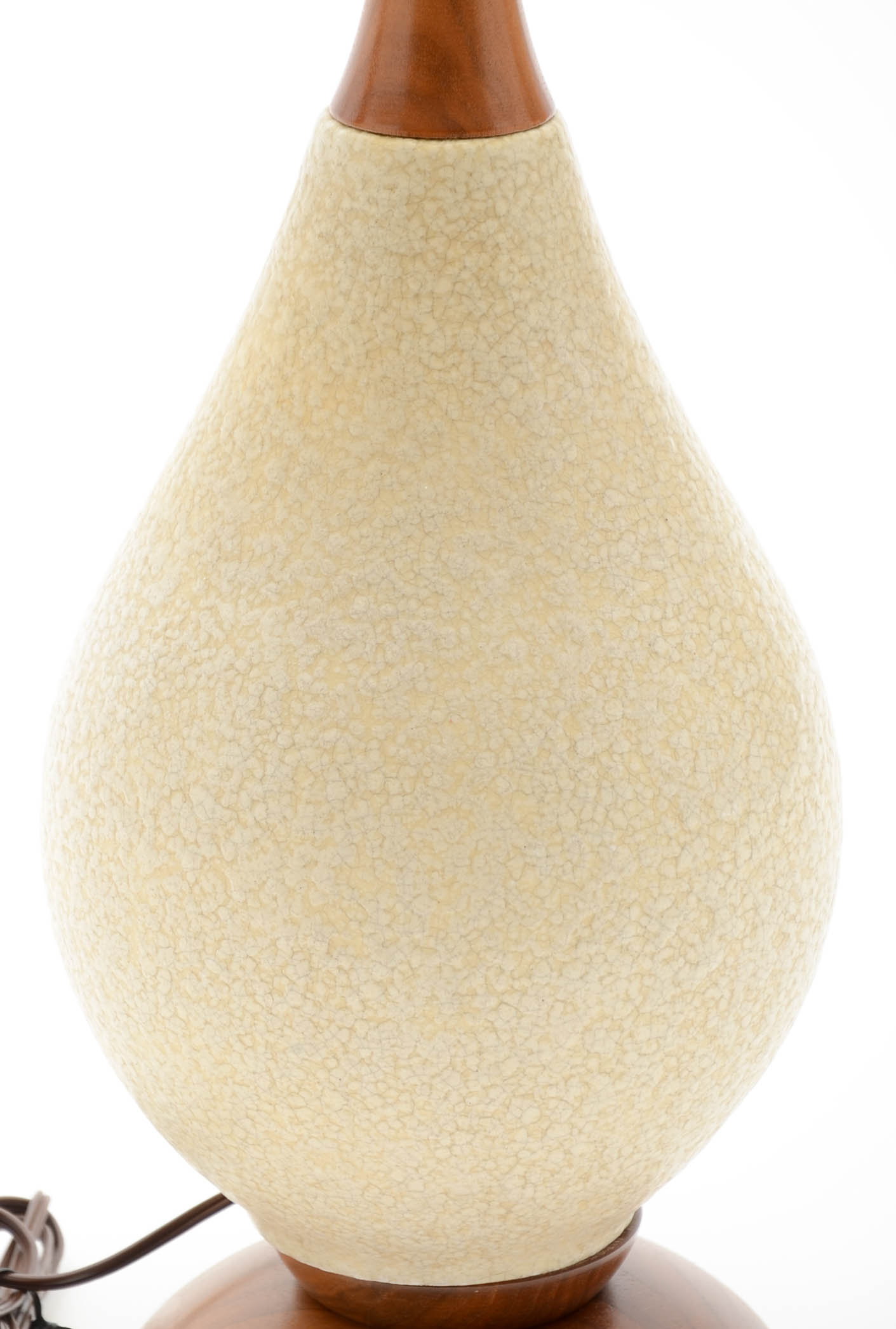 Pair of Mid Century Modern Ceramic and Wood Table Lamps