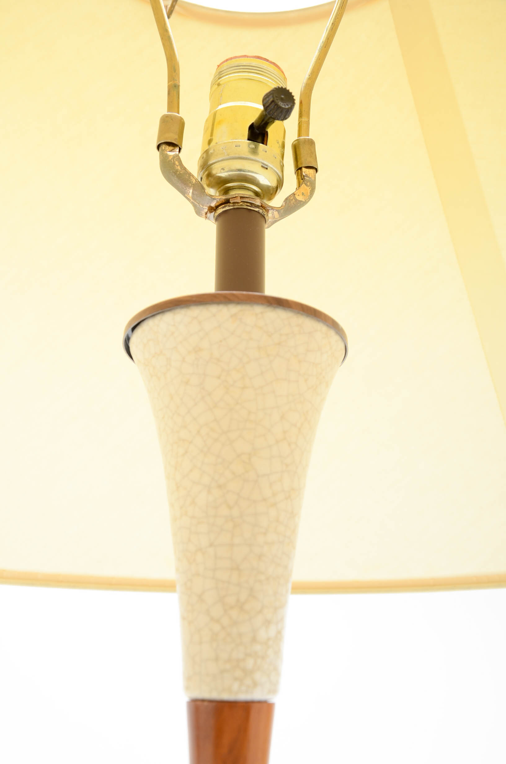 Pair of Mid Century Modern Ceramic and Wood Table Lamps