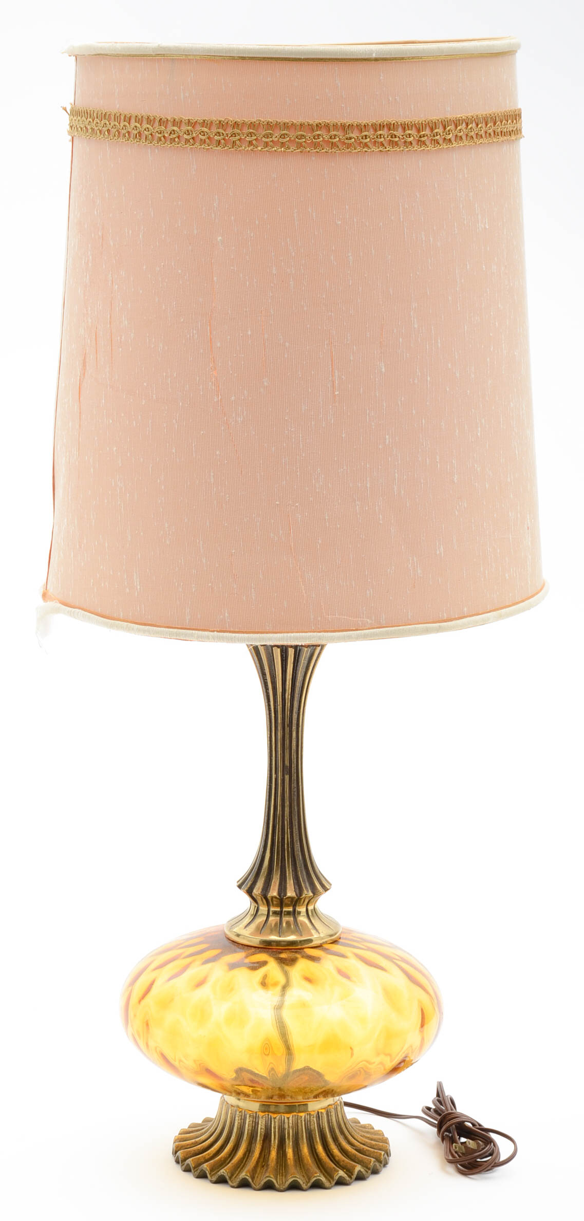 Pair of Vintage Orange Glass Table Lamps