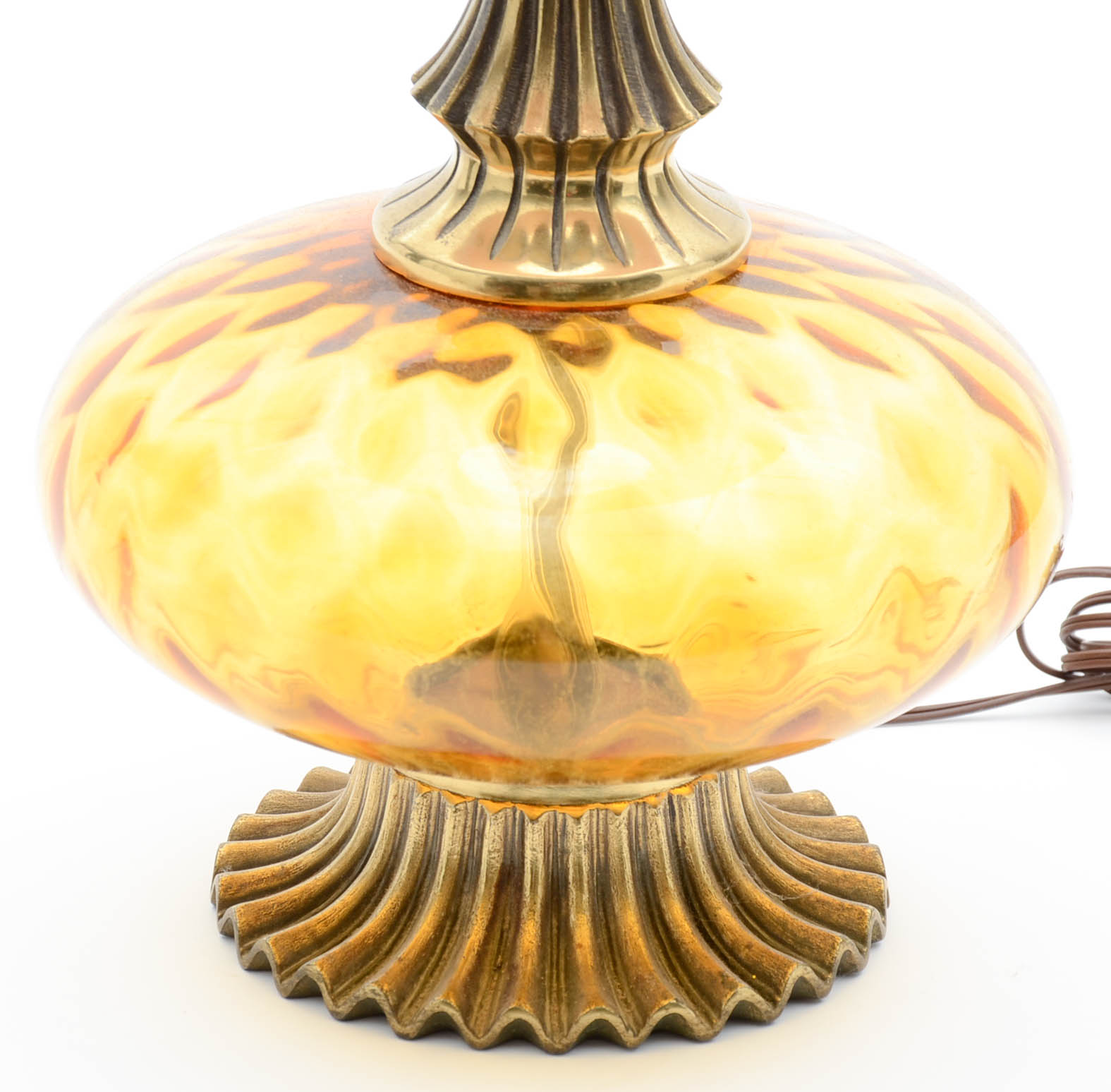 Pair of Vintage Orange Glass Table Lamps