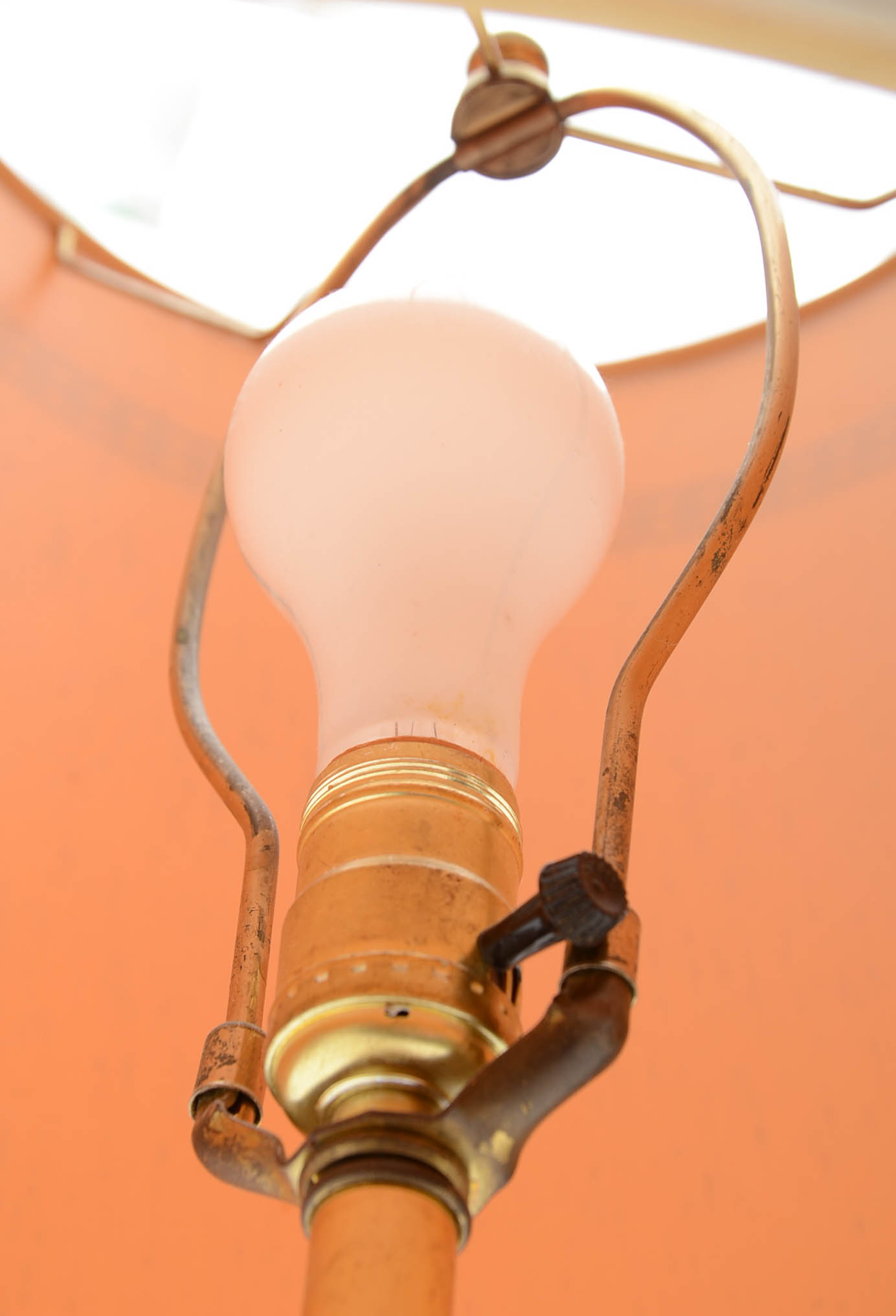 Pair of Vintage Orange Glass Table Lamps