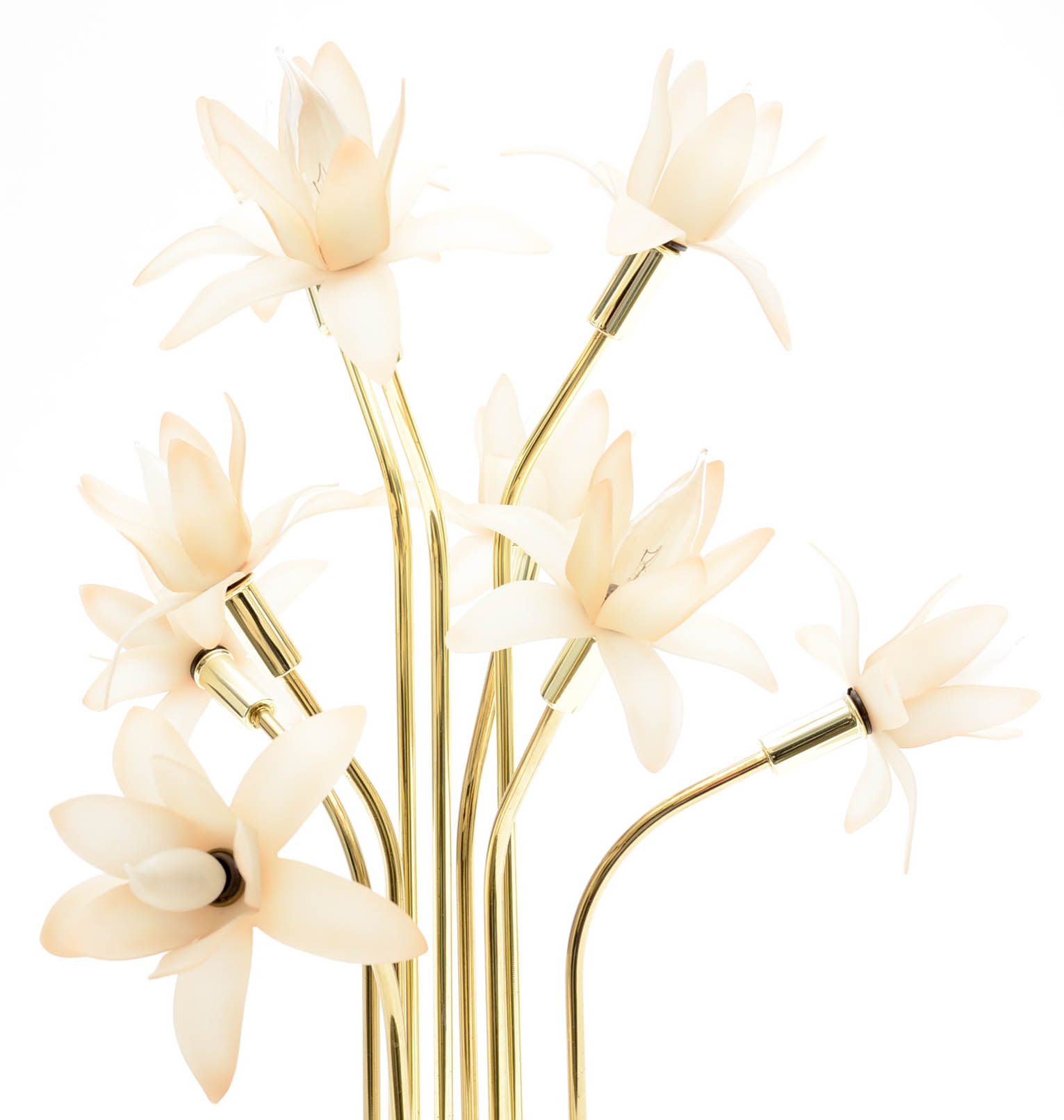 Brass and Acrylic Flower Motif Table Lamp