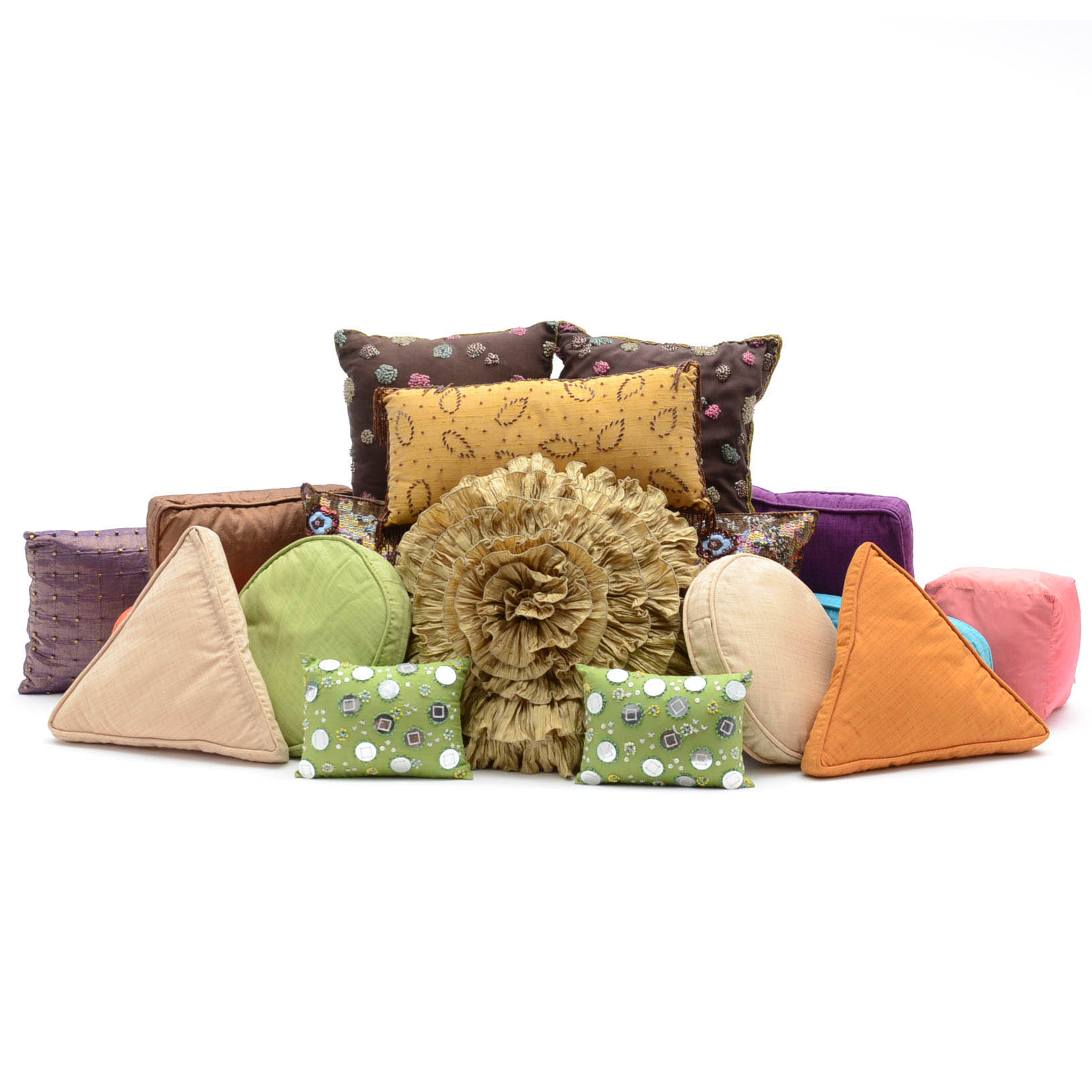 Assortment of Decorative Accent Pillows