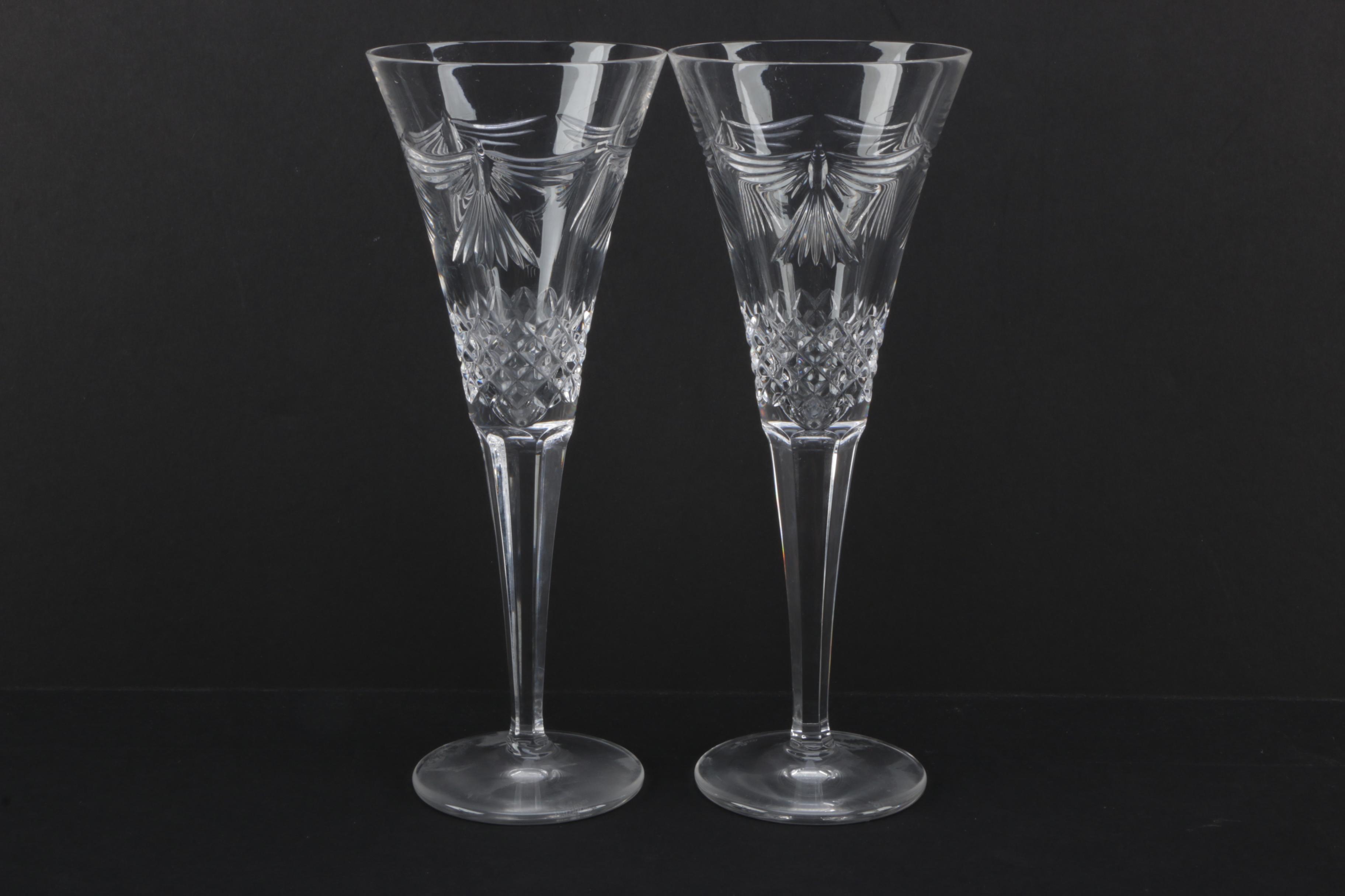 Complete Set of Waterford Crystal "Millennium Collection" Champagne Flutes