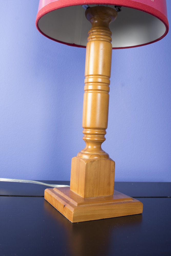 Wooden Table Lamp with Train Shade