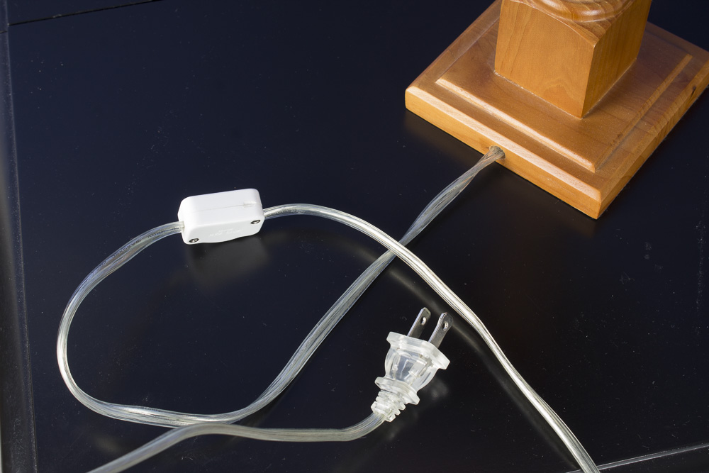 Wooden Table Lamp with Train Shade