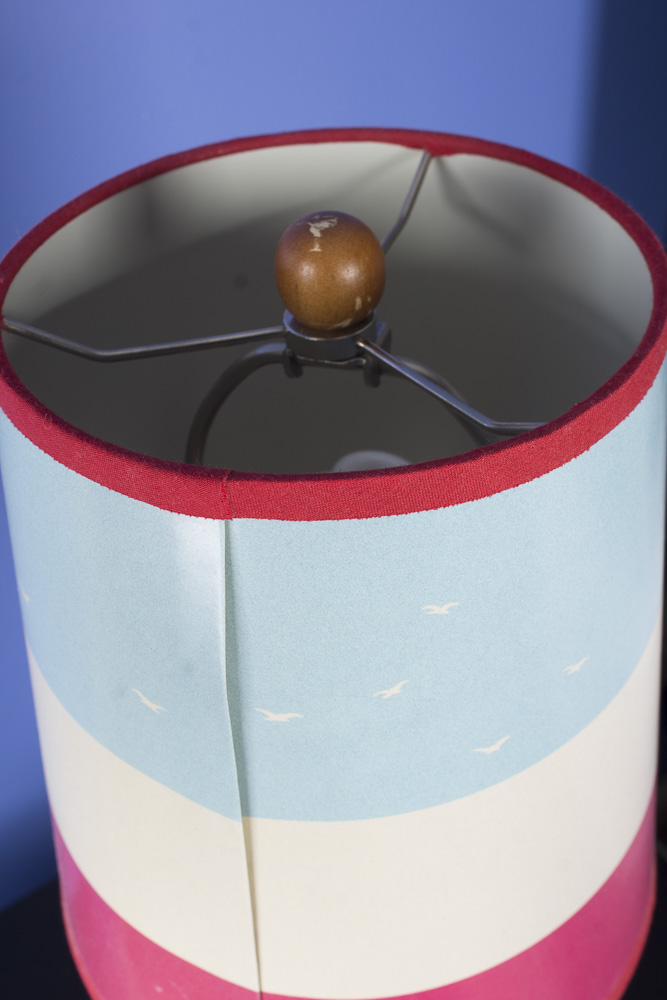 Wooden Table Lamp with Train Shade