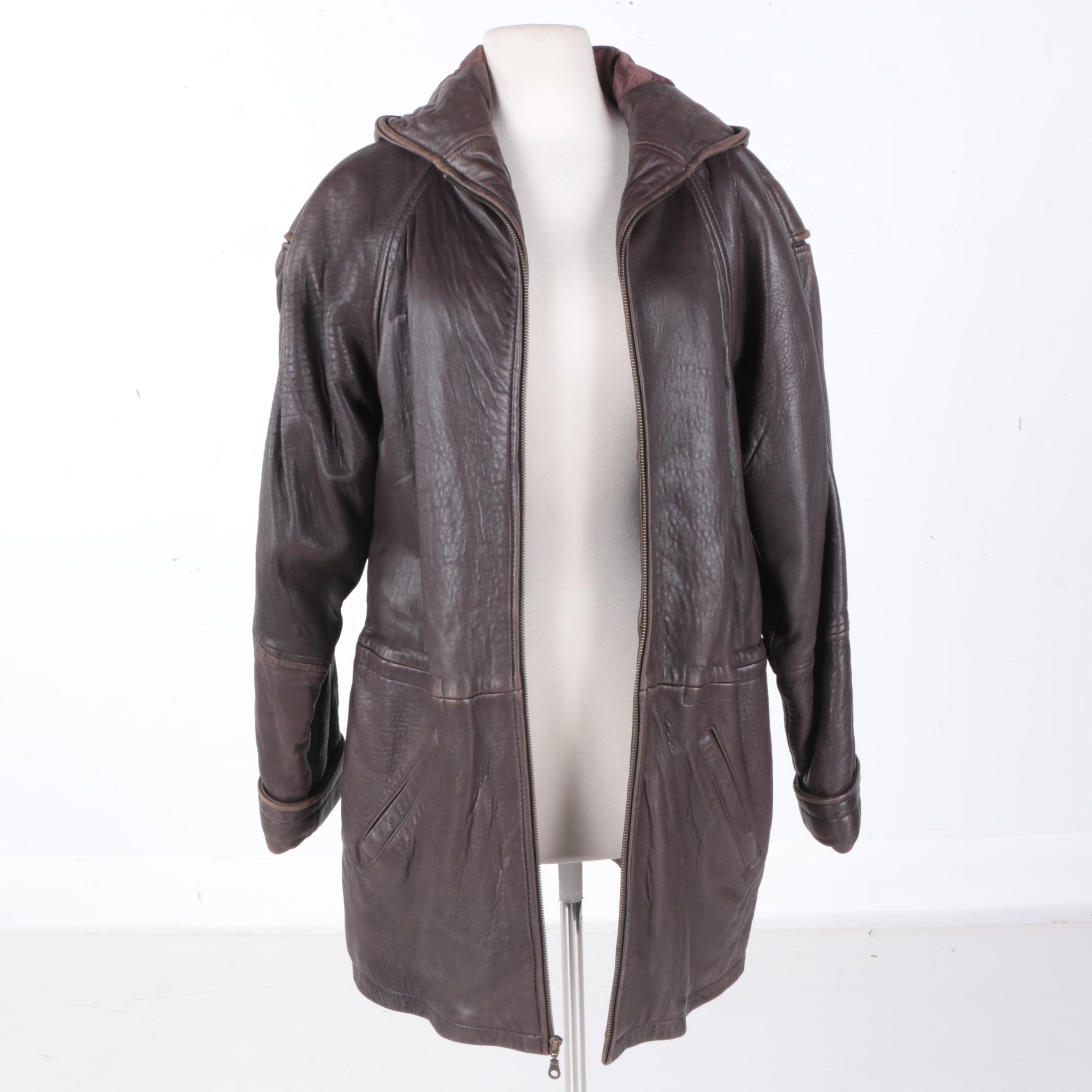 Men's Tiboa Dark Brown Leather Parka