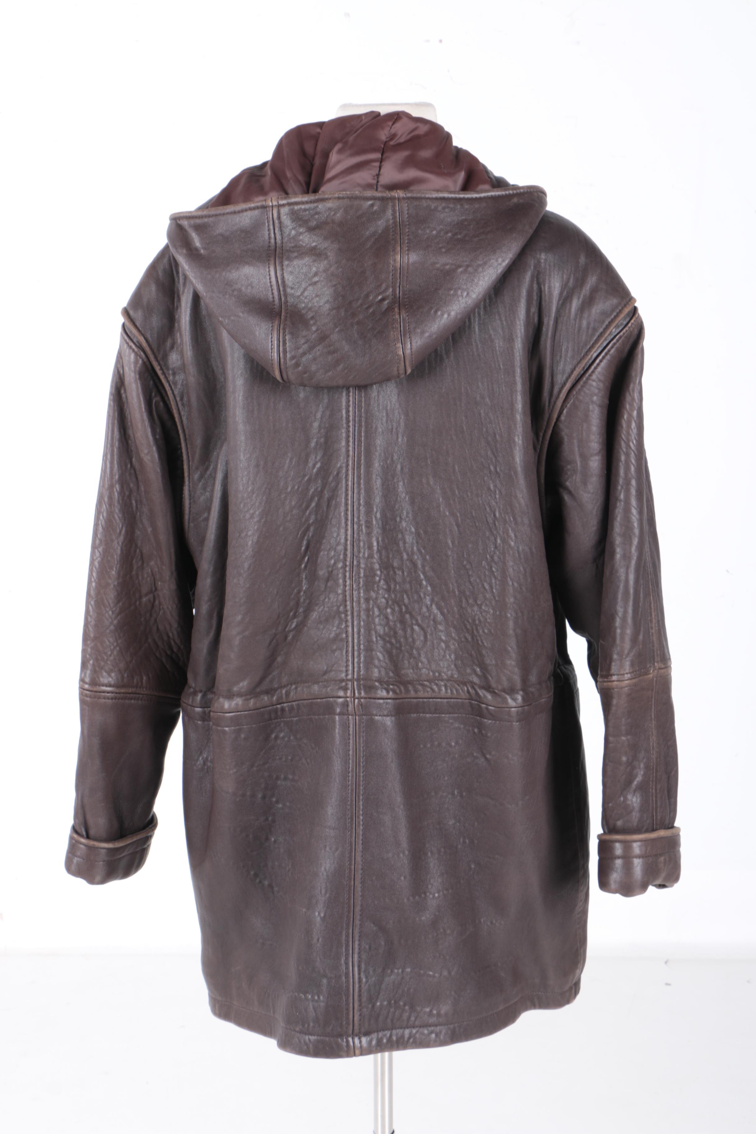 Men's Tiboa Dark Brown Leather Parka
