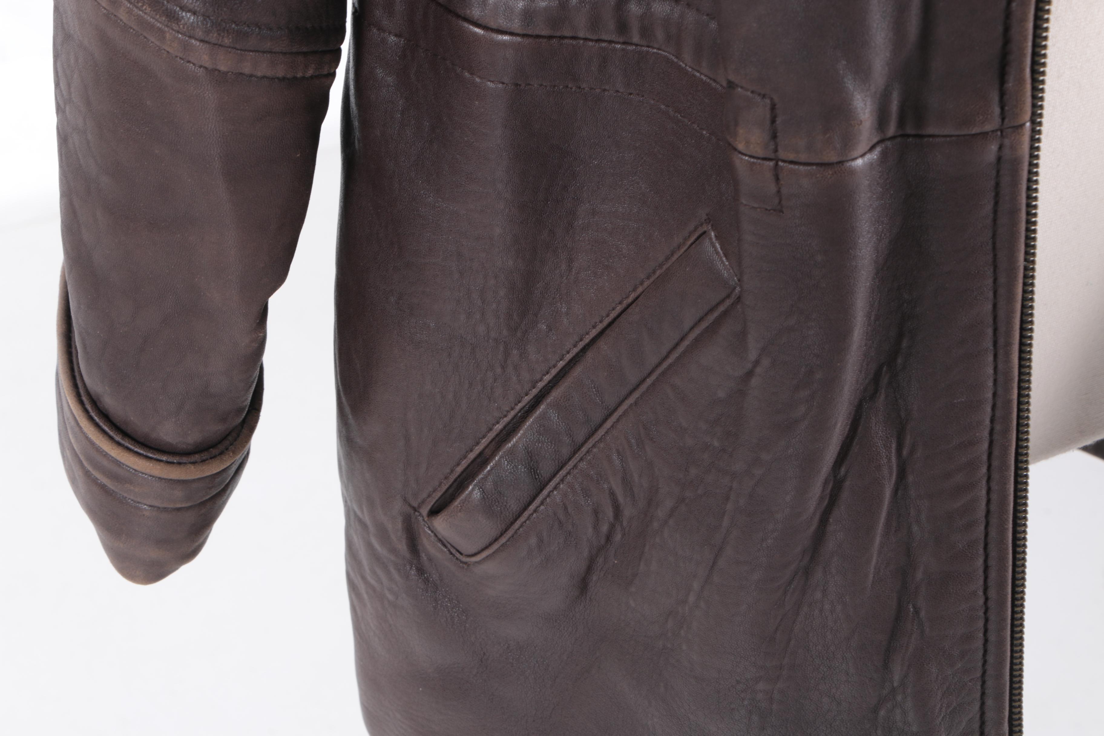 Men's Tiboa Dark Brown Leather Parka