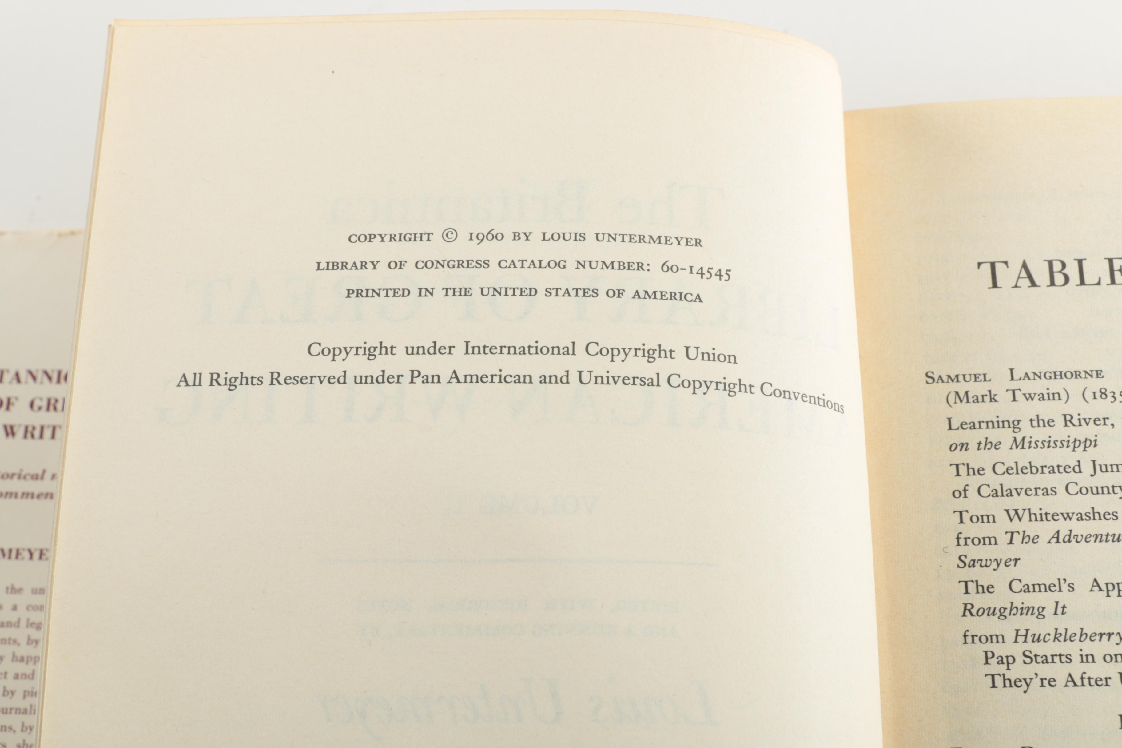 1960 Two-Volume "The Britannica Library of Great American Writing"