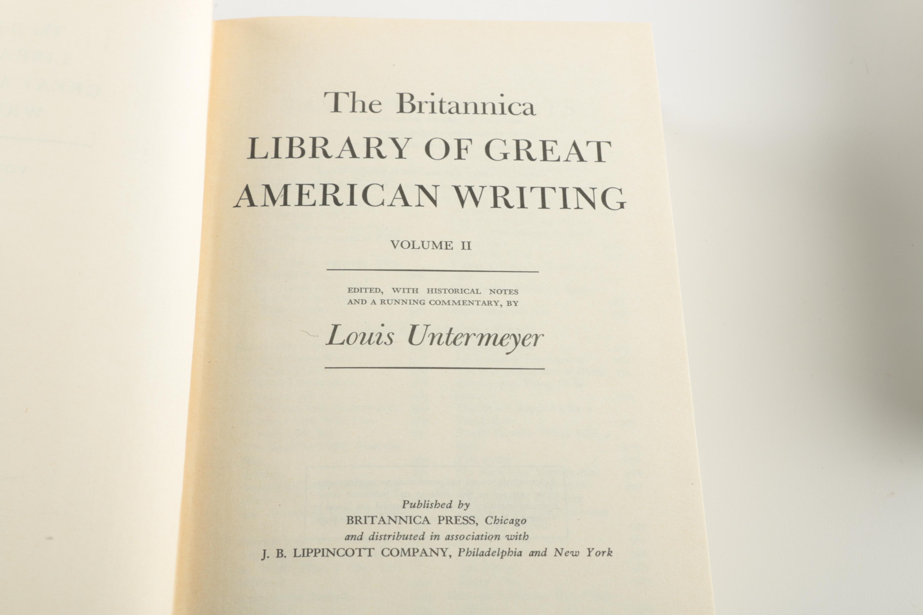 1960 Two-Volume "The Britannica Library of Great American Writing"