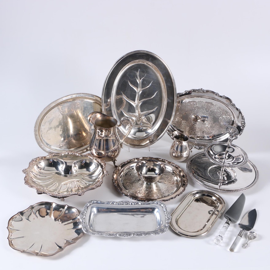 1929 Reed & Barton Silver Plate Meat Serving Tray and Assorted Silver Plate Servingware
