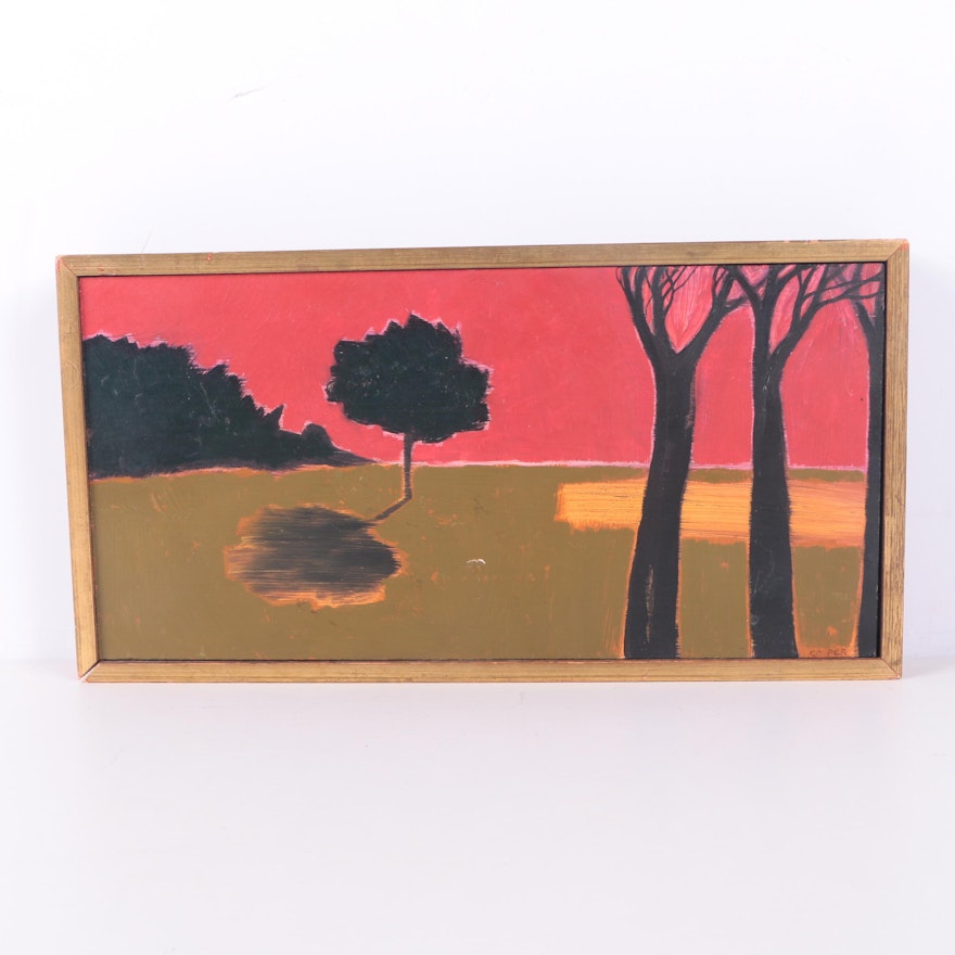 Oil Painting on Wood Panel of a Minimalistic Landscape