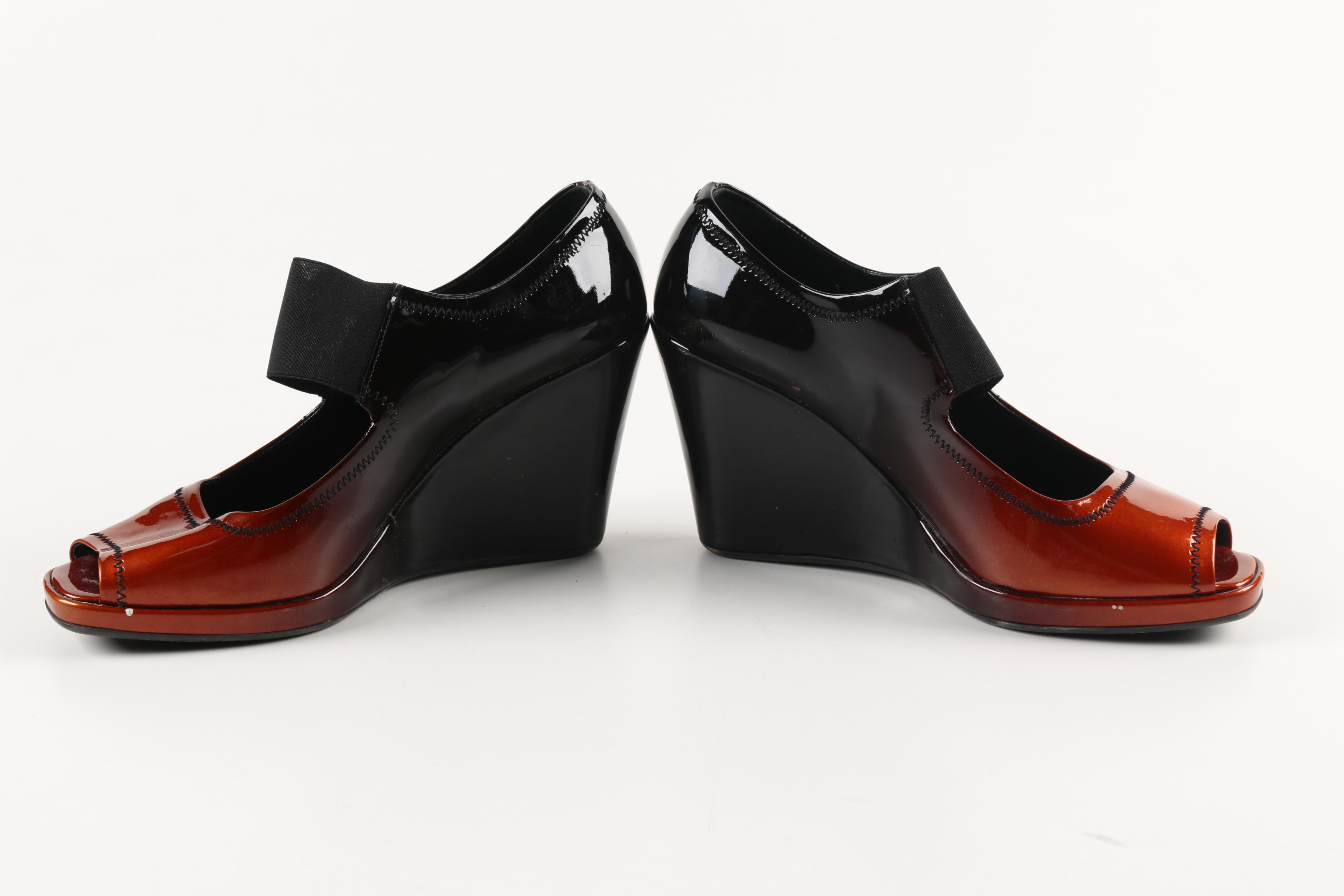 Prada Ombre Patent Leather Wedges