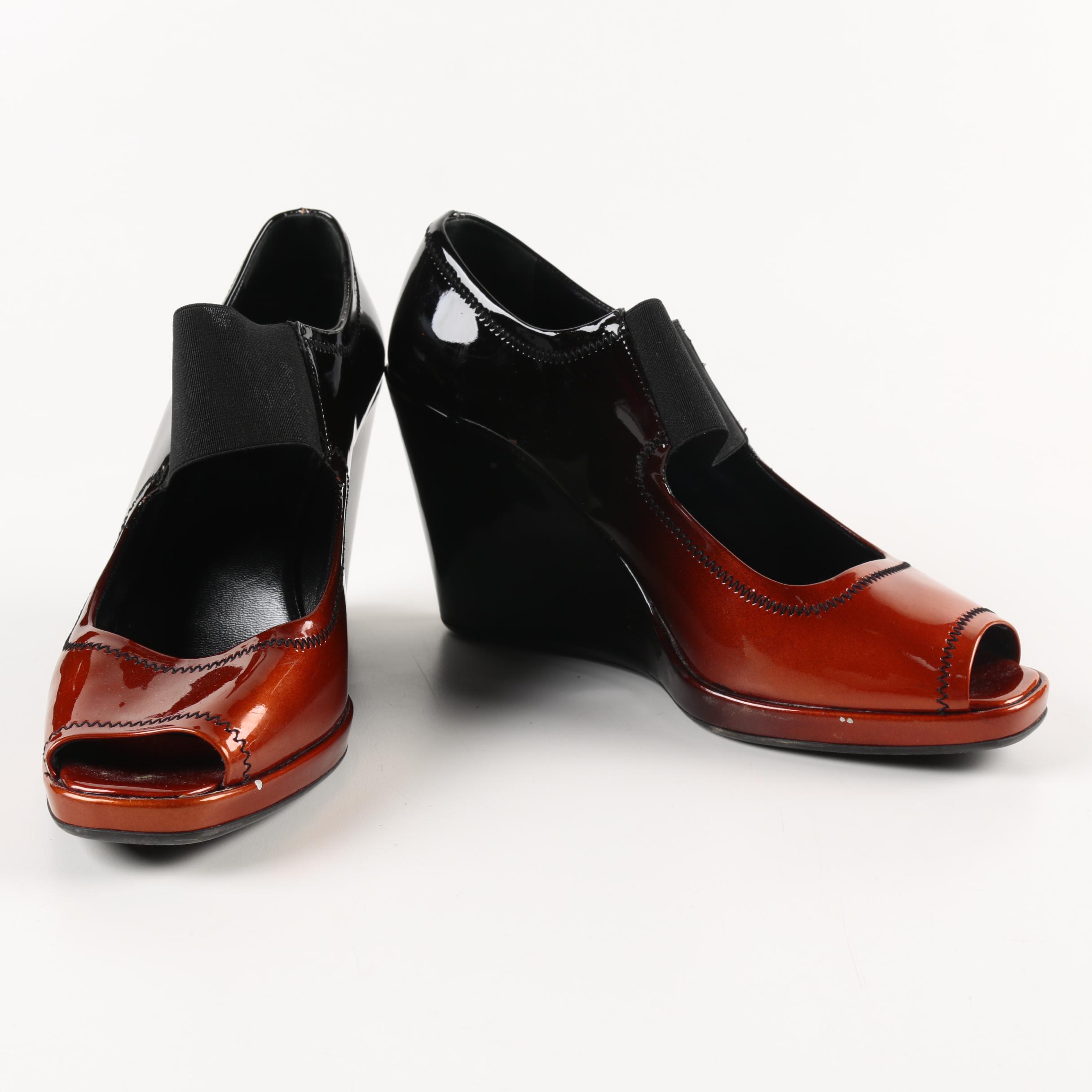 Prada Ombre Patent Leather Wedges
