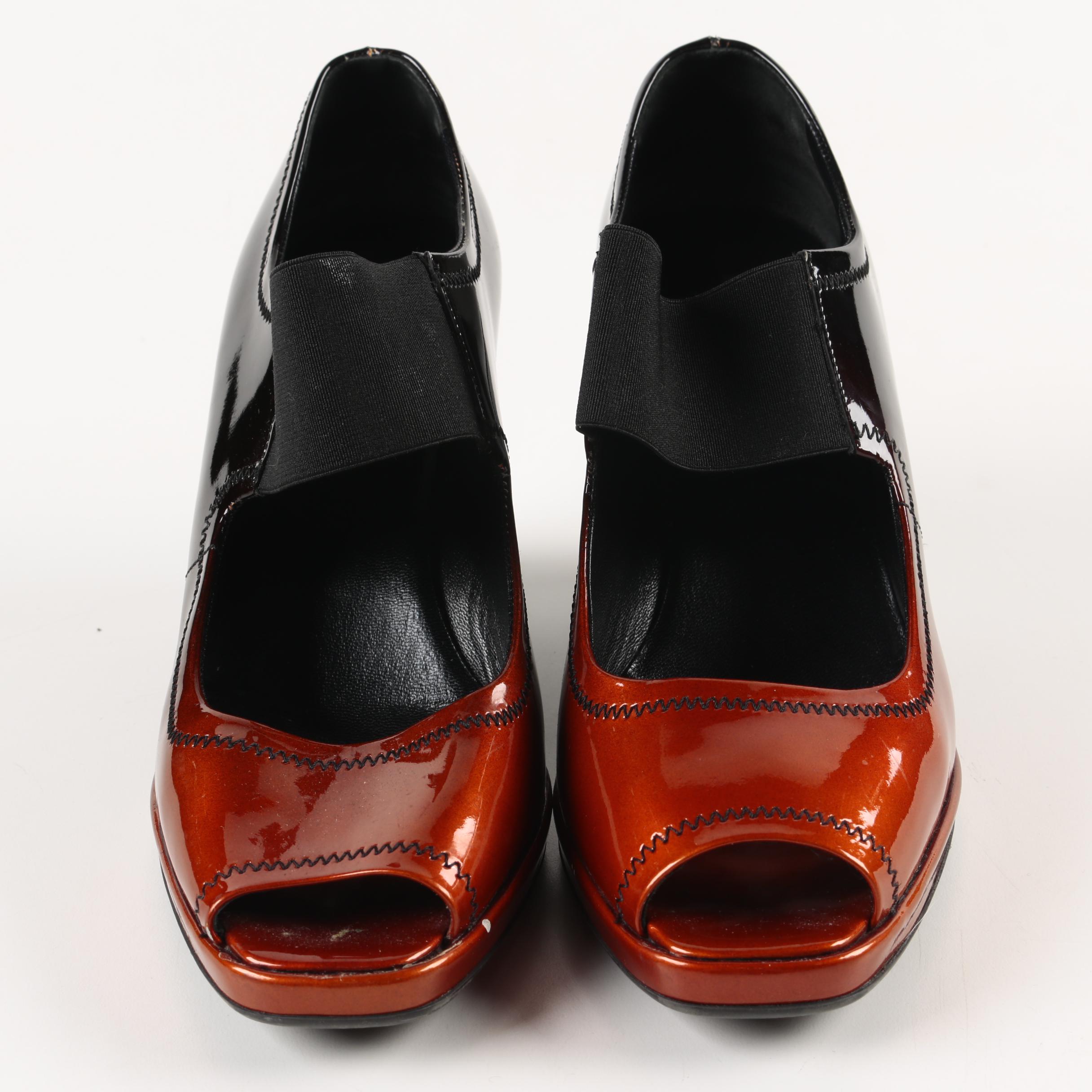 Prada Ombre Patent Leather Wedges