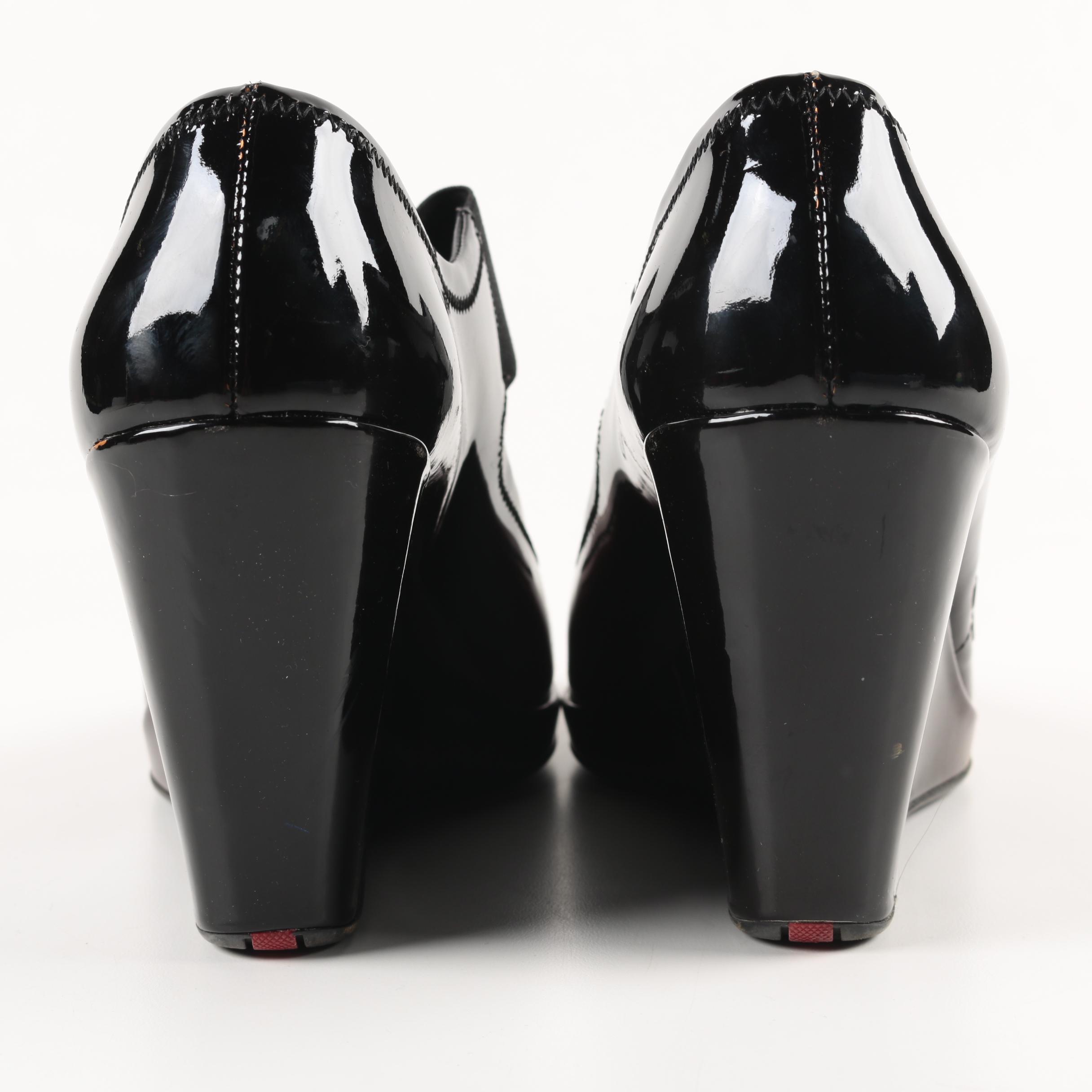 Prada Ombre Patent Leather Wedges