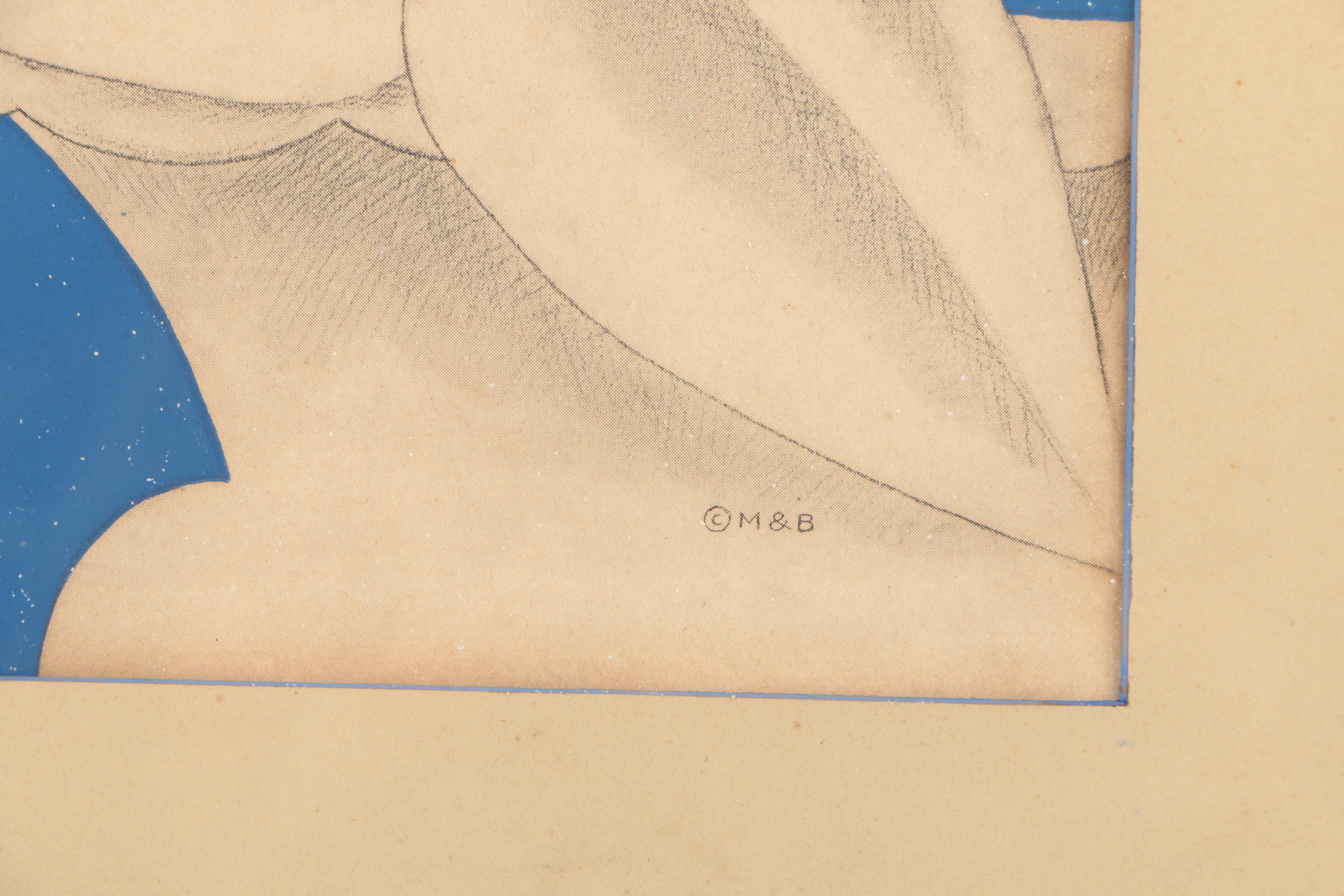 Half-Tone Print After Drawing of Woman