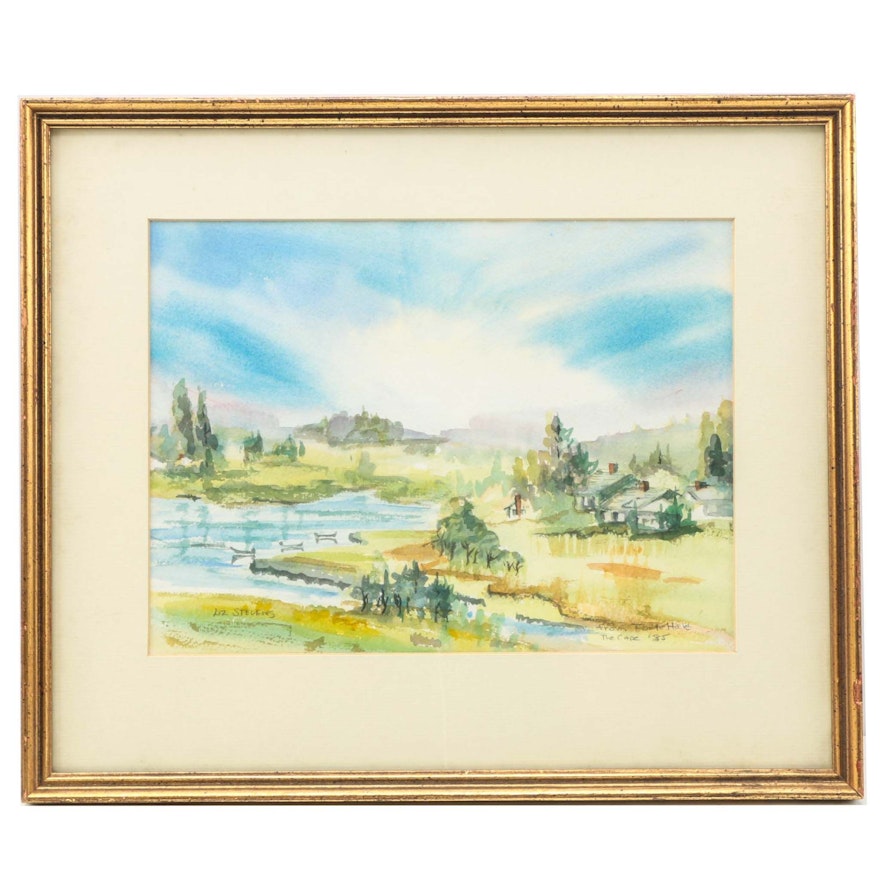 Liz Stevens 1985 Watercolor Painting on Paper "From Fort Hale, The Cape"