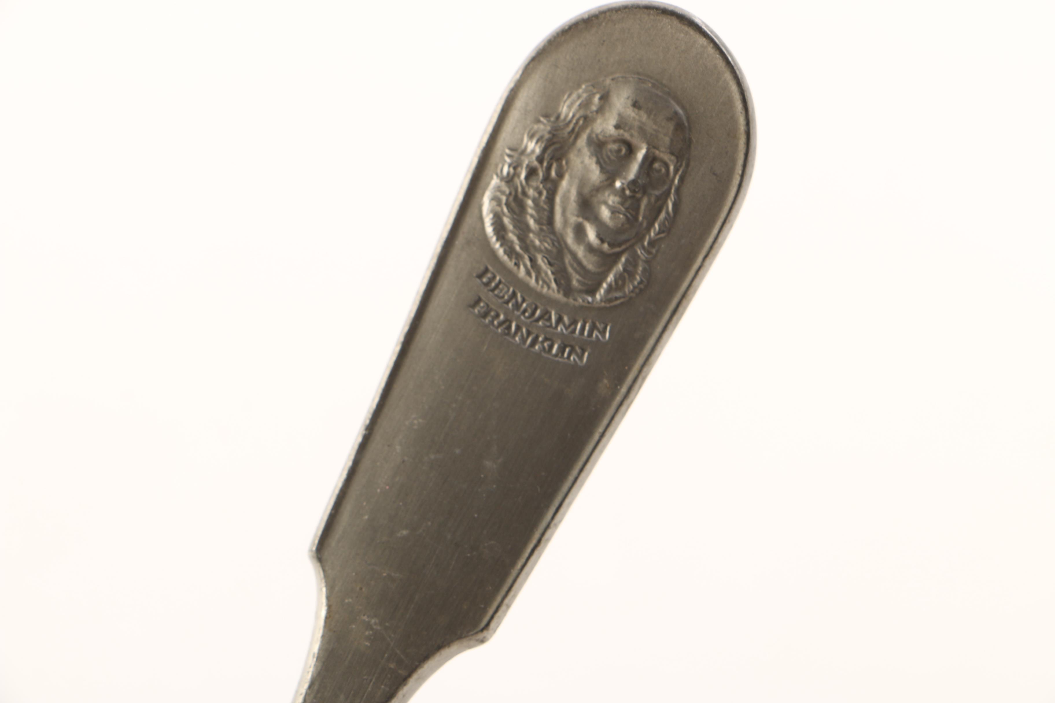 Pair of Franklin Mint "Found Fathers" Pewter Spoons