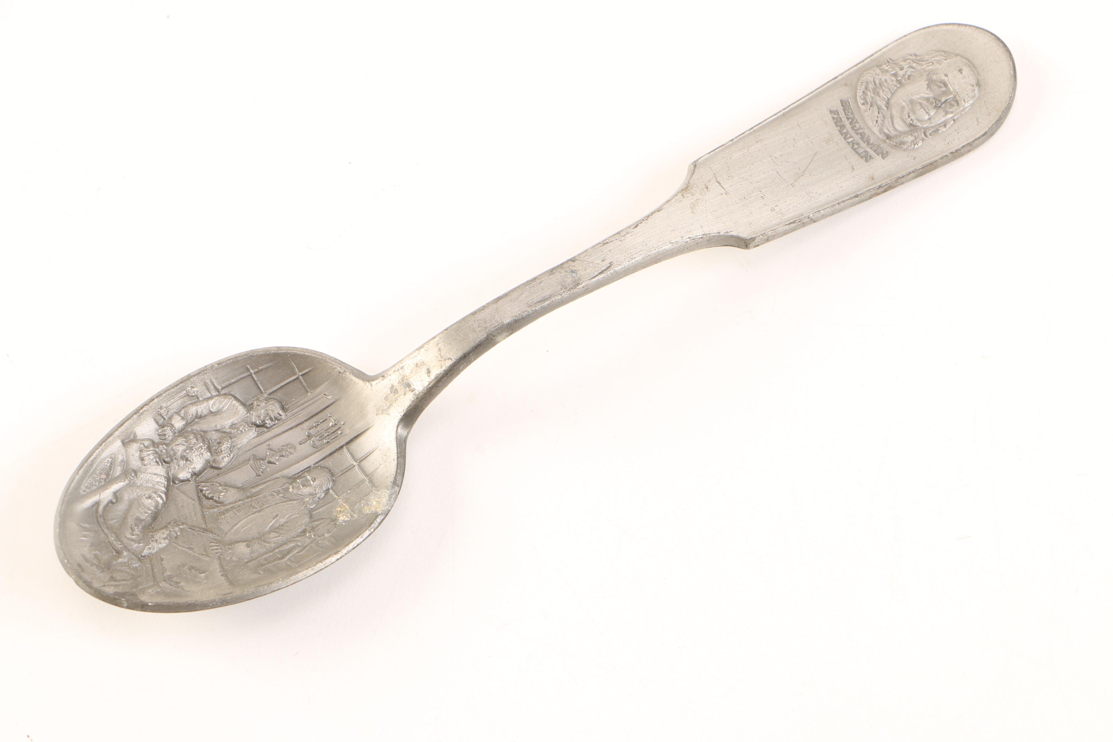 Pair of Franklin Mint "Found Fathers" Pewter Spoons