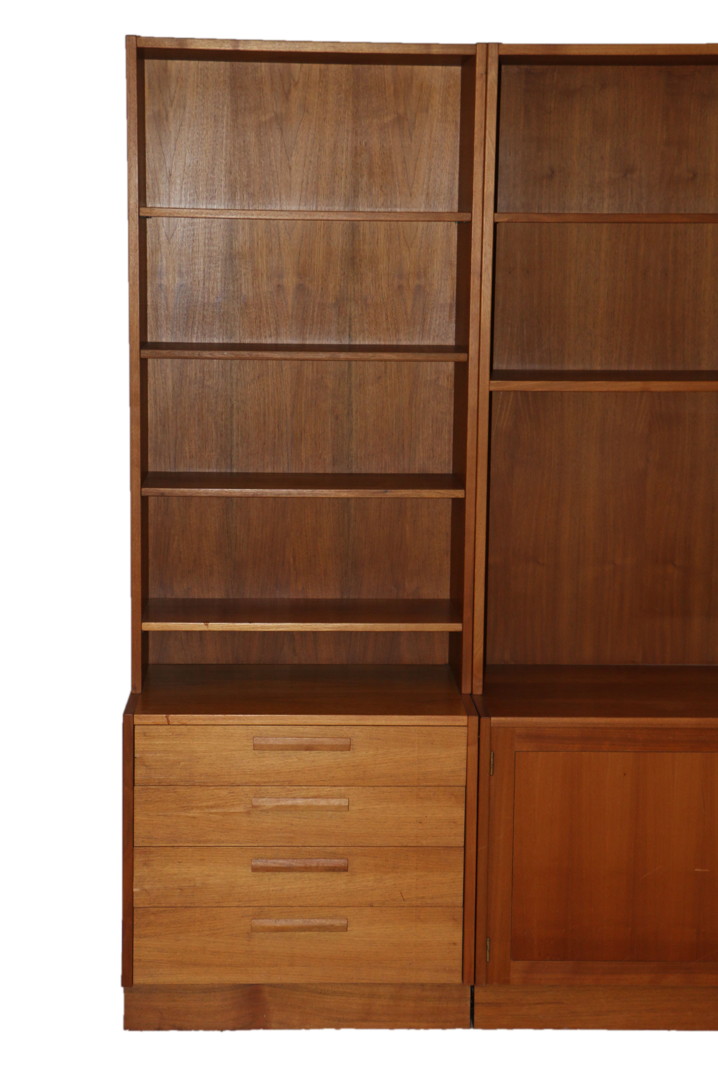 Swedish Modern Six Piece Shelving Cabinet and Curio Unit by Troeds