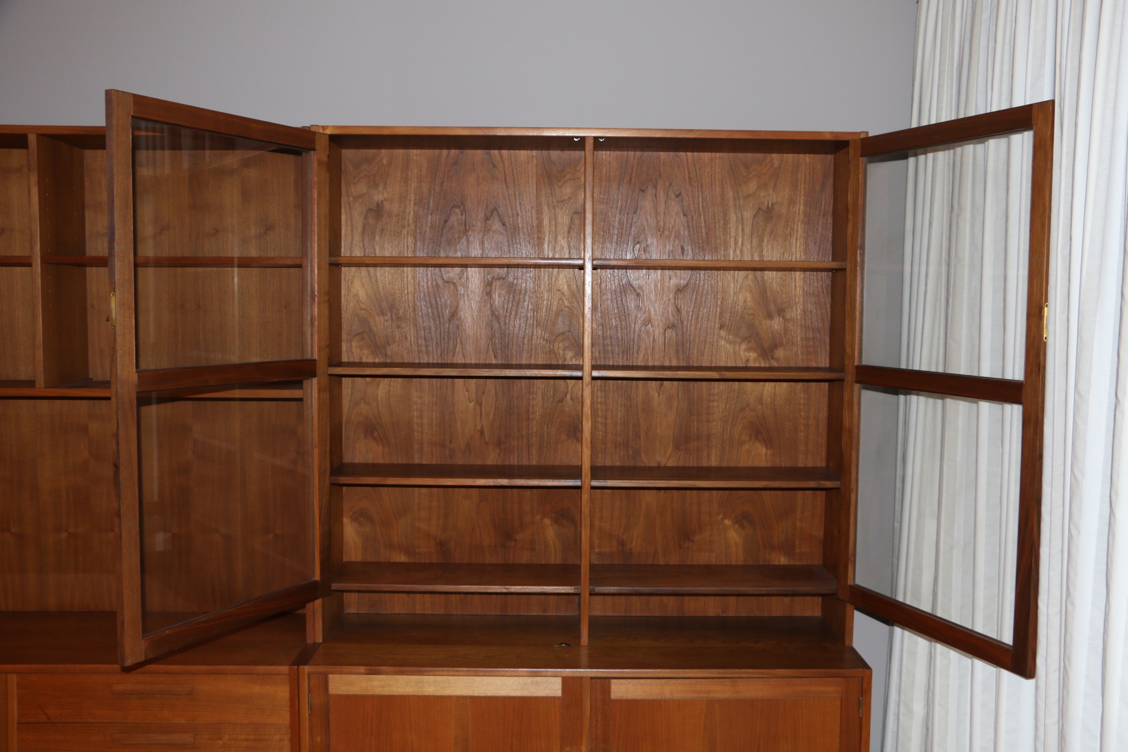 Swedish Modern Six Piece Shelving Cabinet and Curio Unit by Troeds