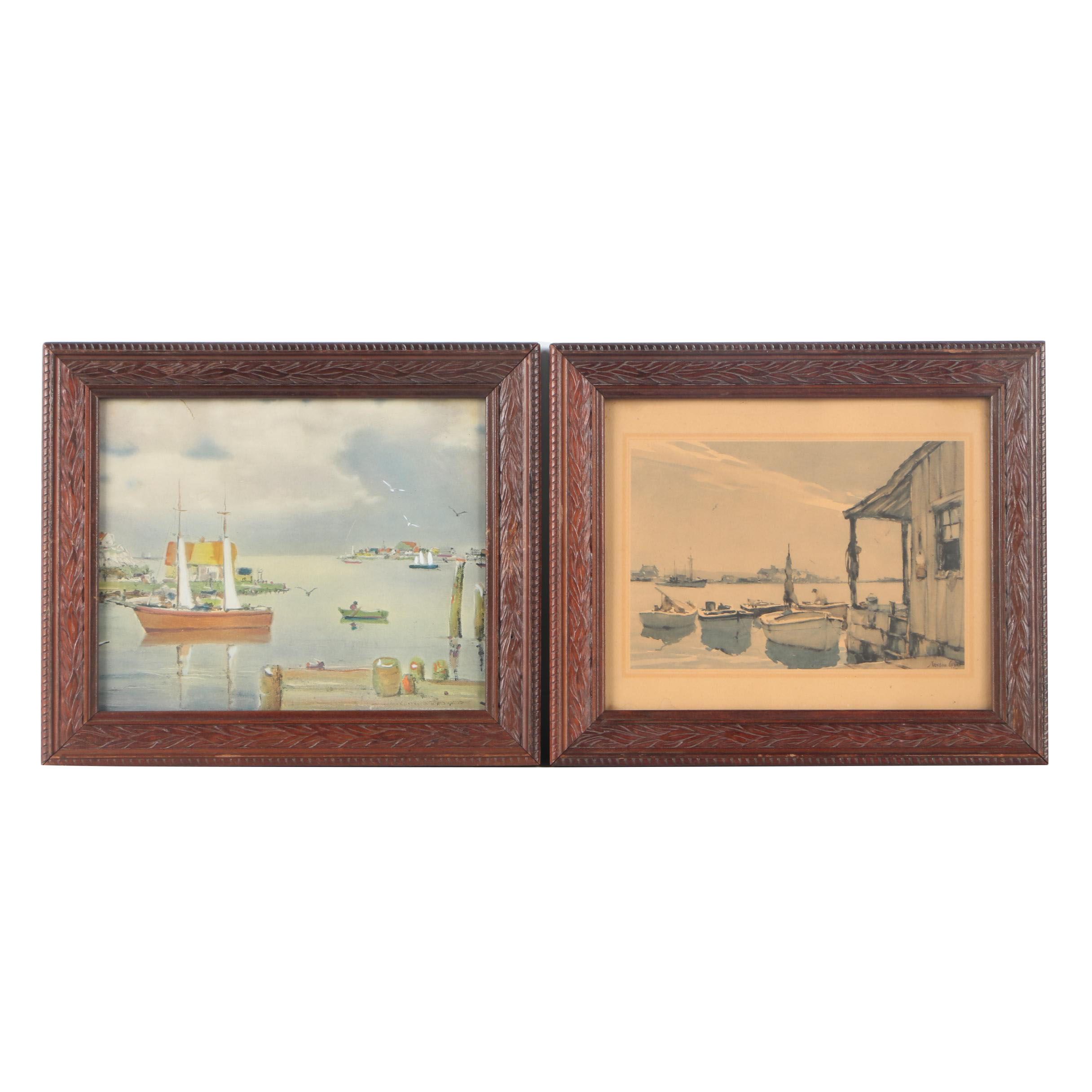 Offset Lithographs of Harbor Scenes