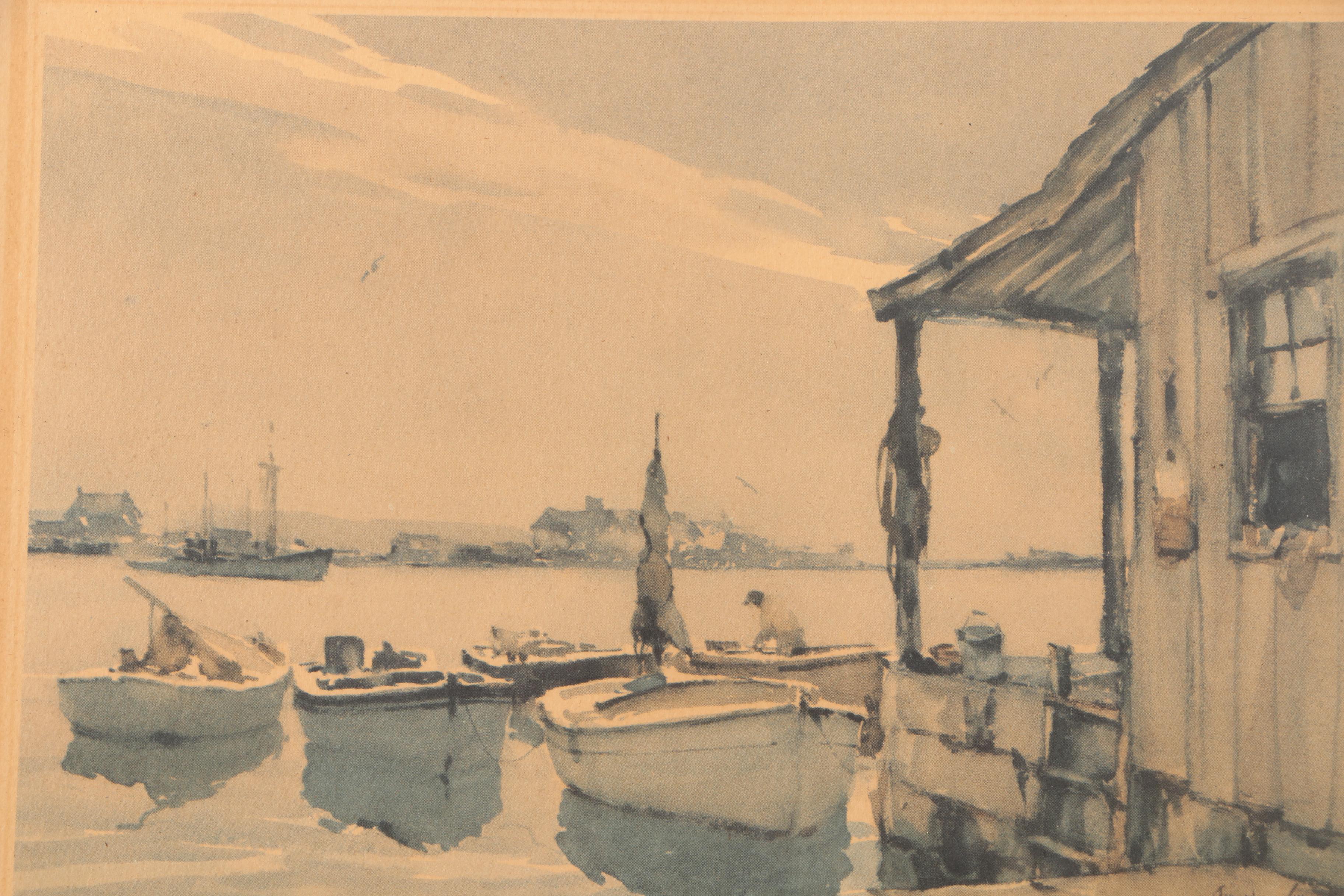 Offset Lithographs of Harbor Scenes
