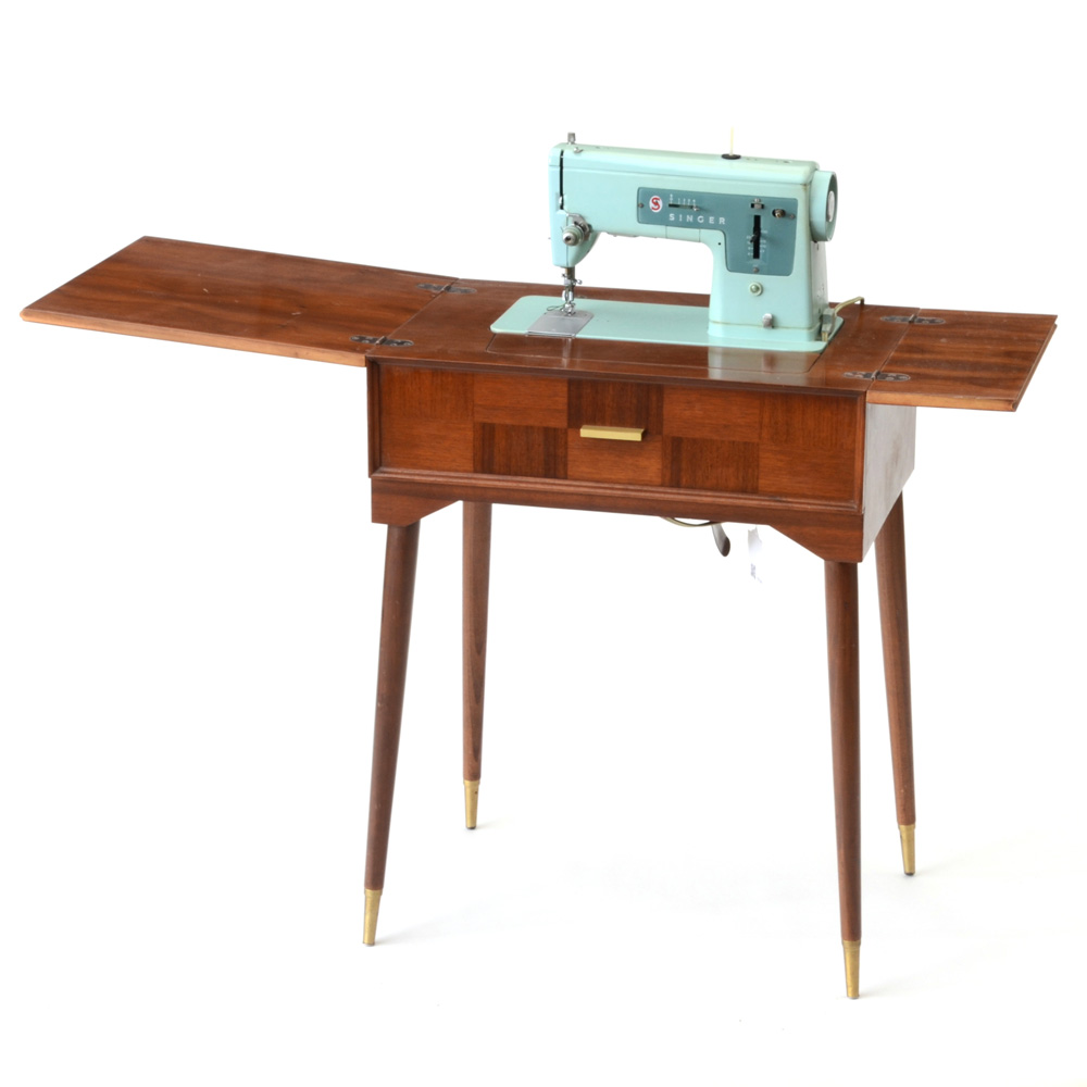 Mid Century Vintage Singer Sewing Machine with Table