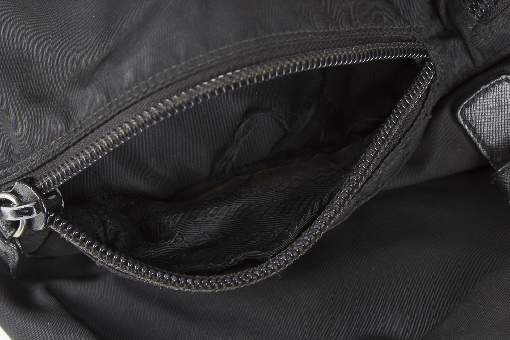 Prada Black Nylon and Leather Trimmed Backpack